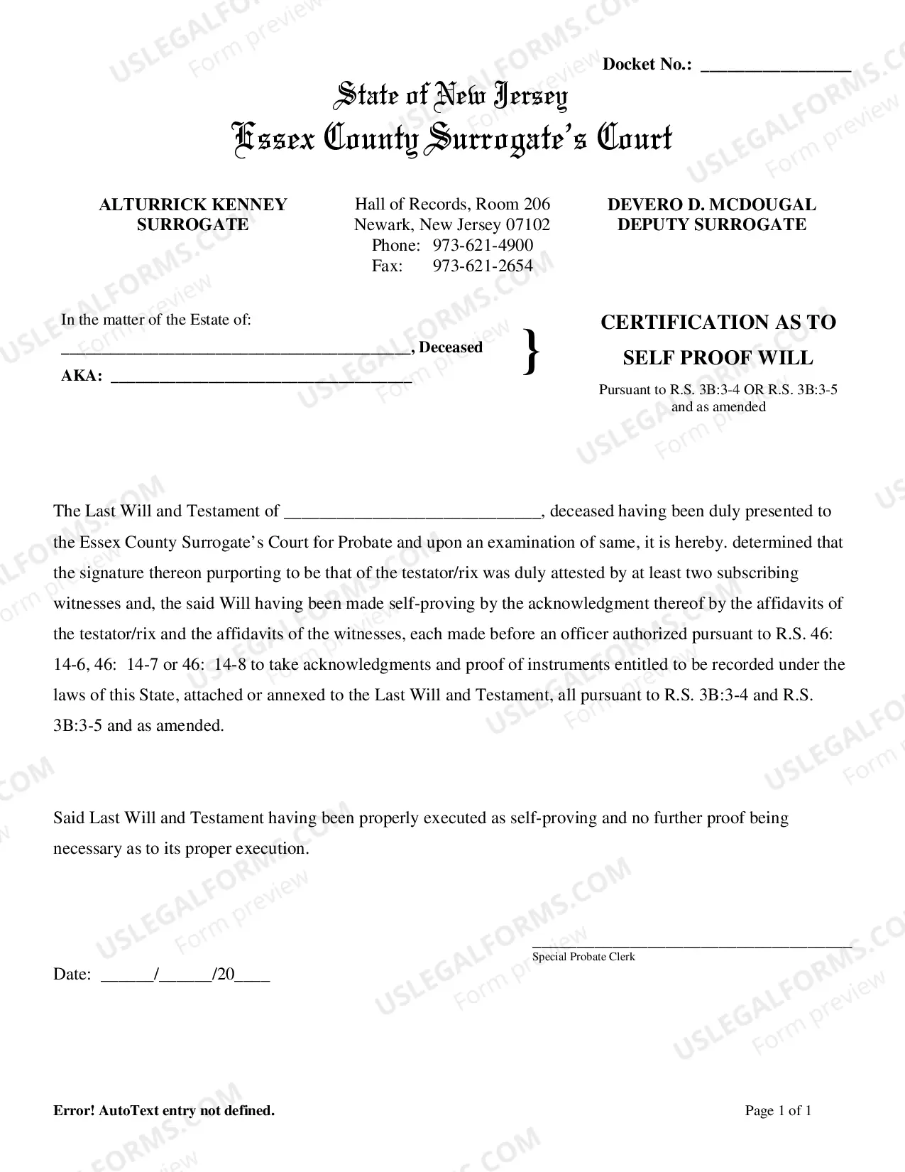 Preview Application For Probate (Non-Resident)