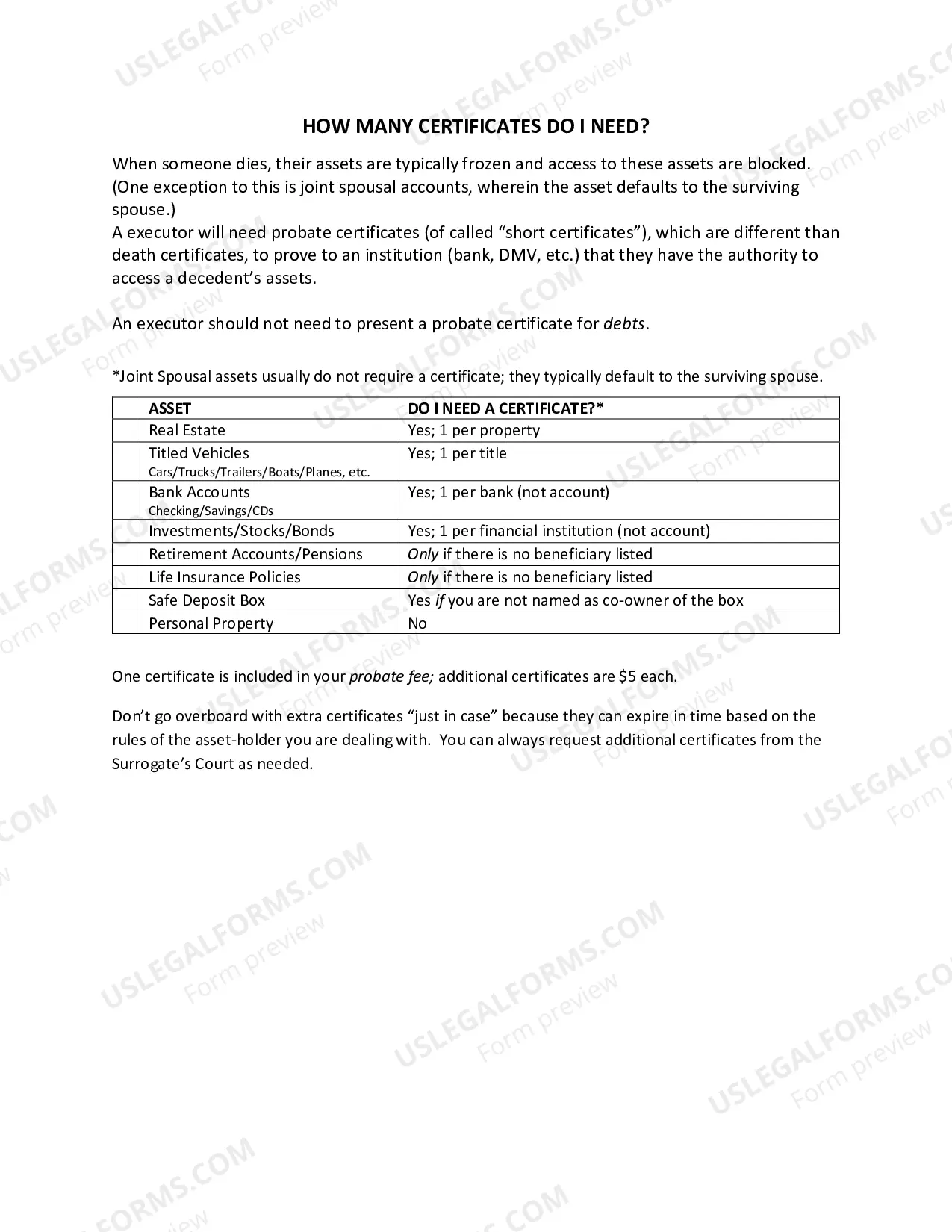 Preview Probate Information Sheet