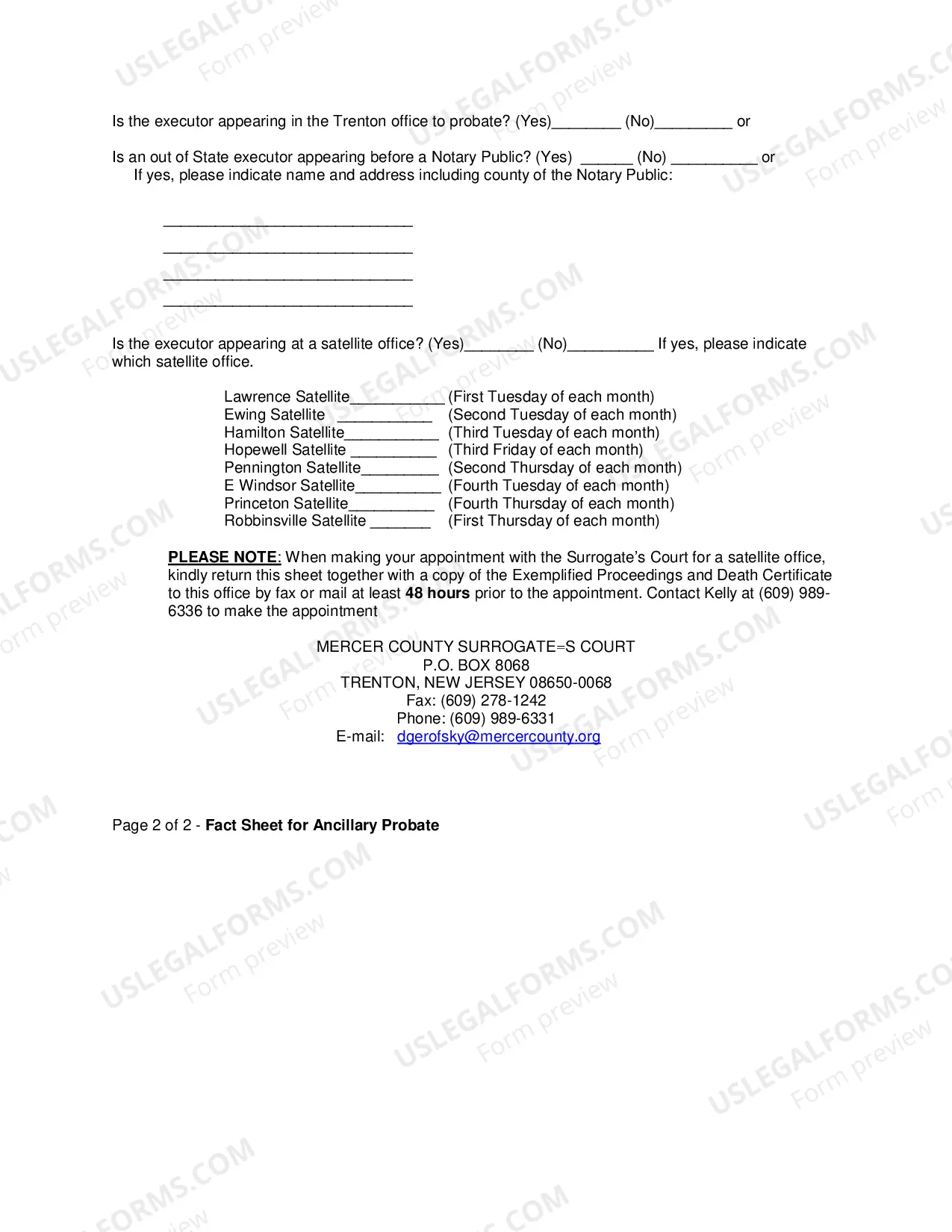 Preview Information Sheet For Ancillary Probate