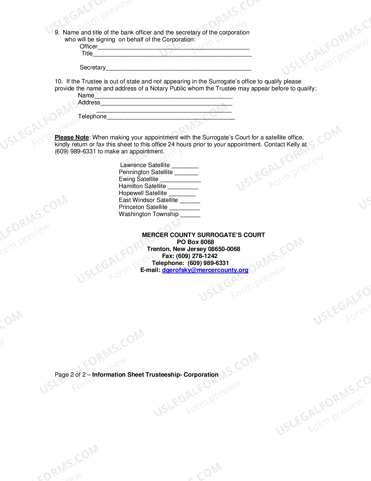 Preview Information Sheet Trusteeship-Corporation
