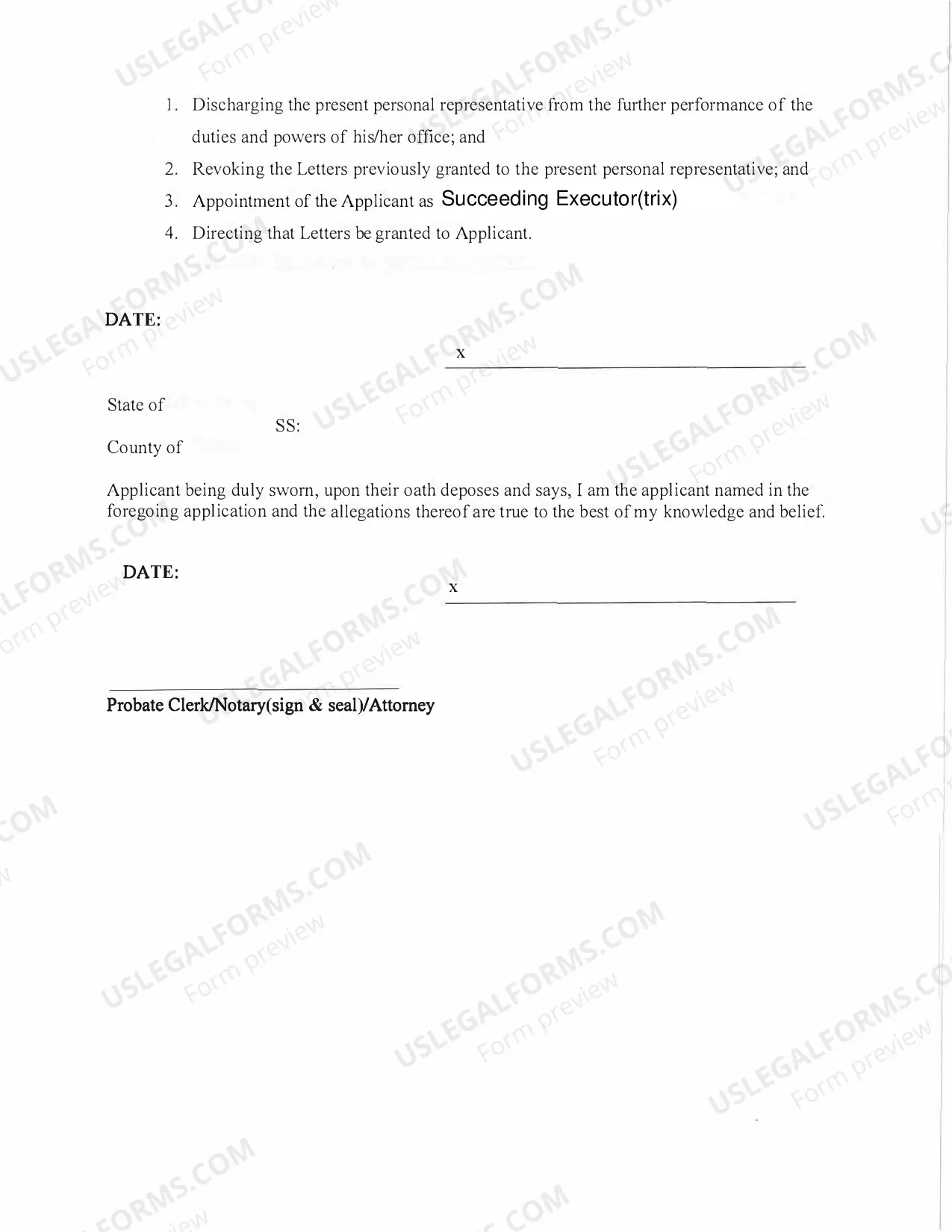 Preview c. Application for Appointment of Successor Executor or Substitute Administrator C.T.A.