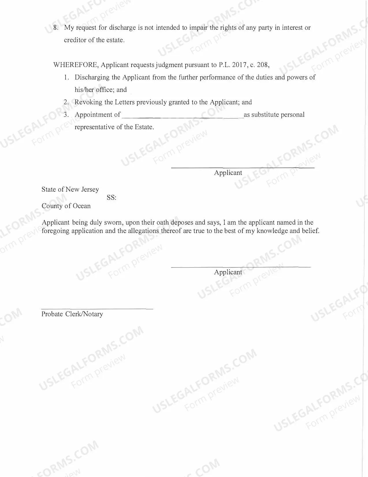 Preview 2a. Application for Voluntary Discharge of Administrator