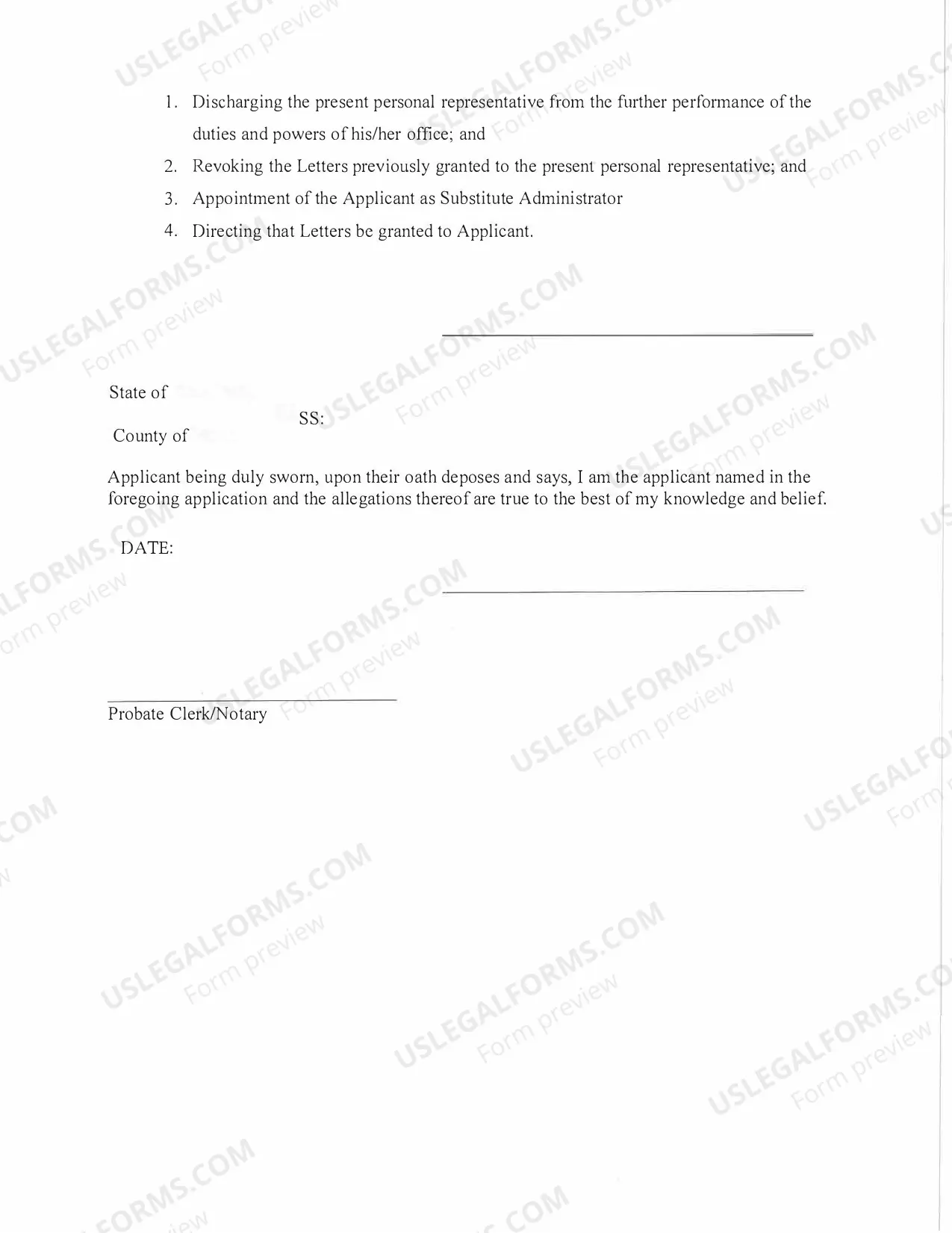 Preview c. Application for Appointment of Substitute Administrator