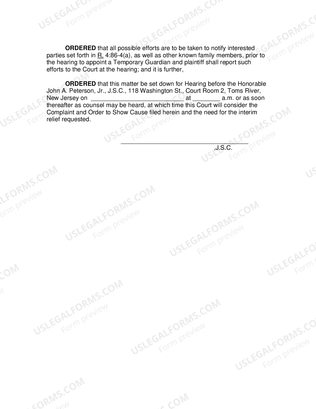 Preview Temporary Guardianship - Initial Order(PDF)
