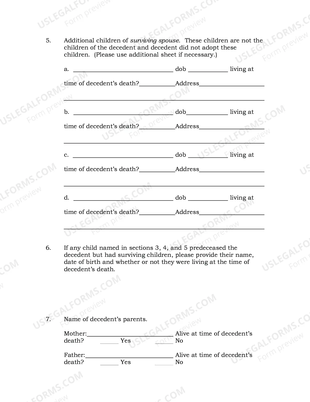 Preview Administration Questionnairre
