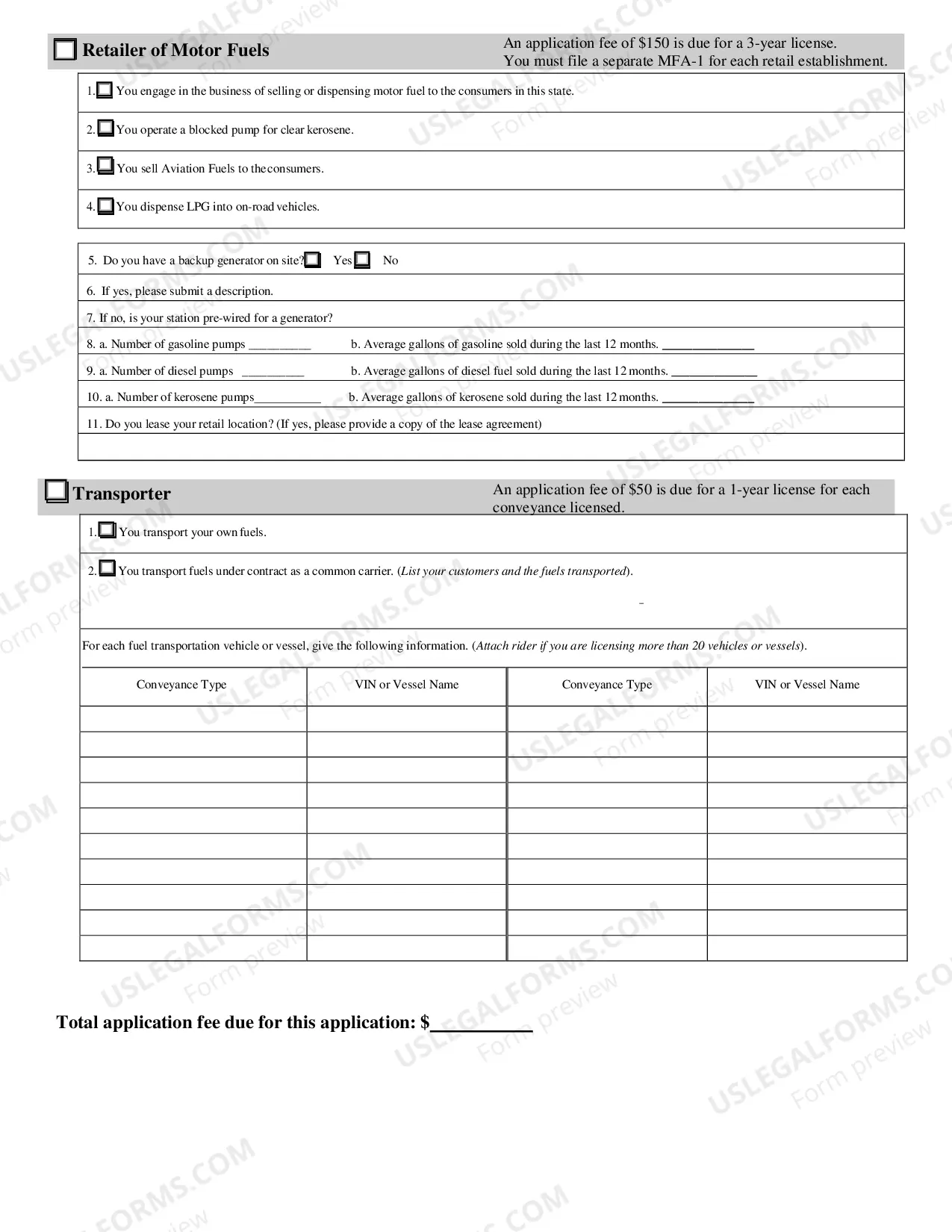 Preview MOTOR FUELS APPLICATIONS and INSTRUCTIONS