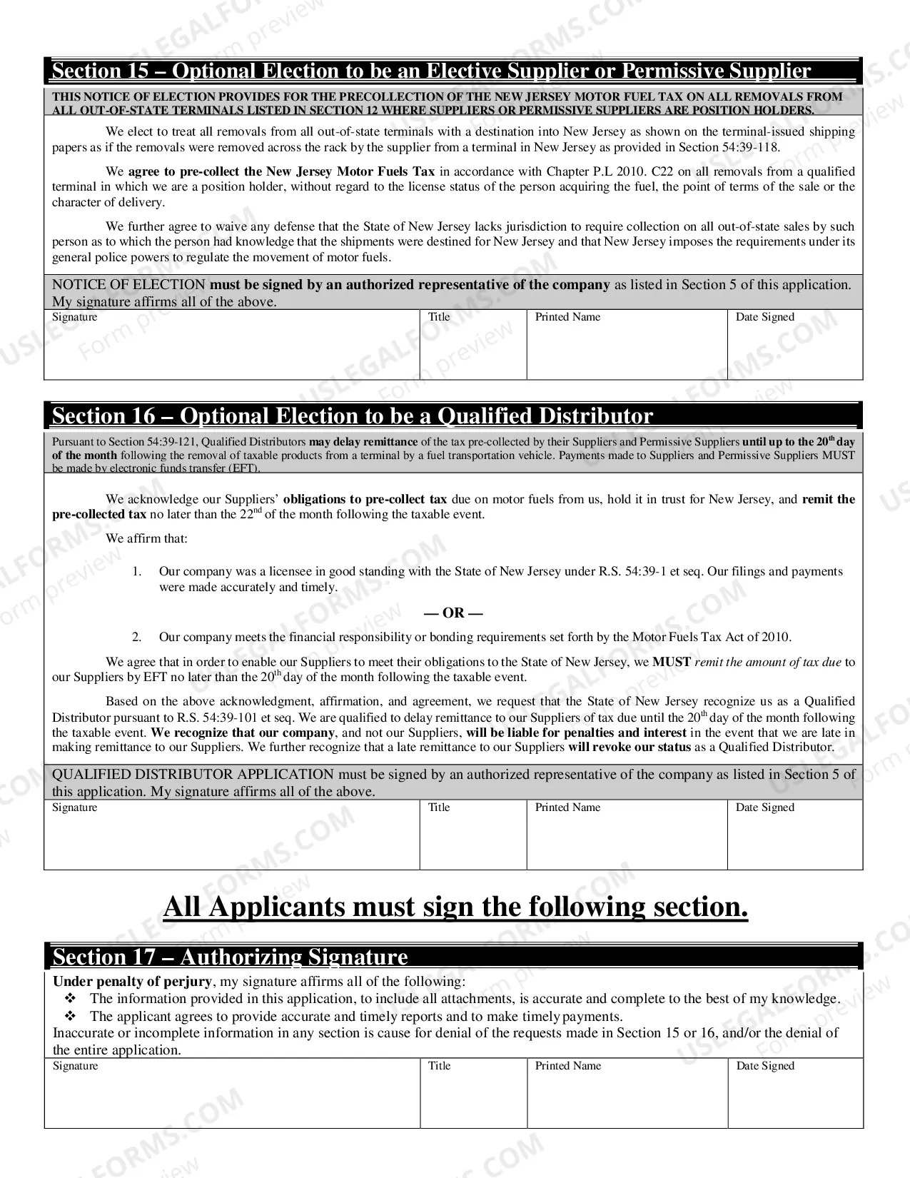 Preview MOTOR FUELS APPLICATIONS and INSTRUCTIONS