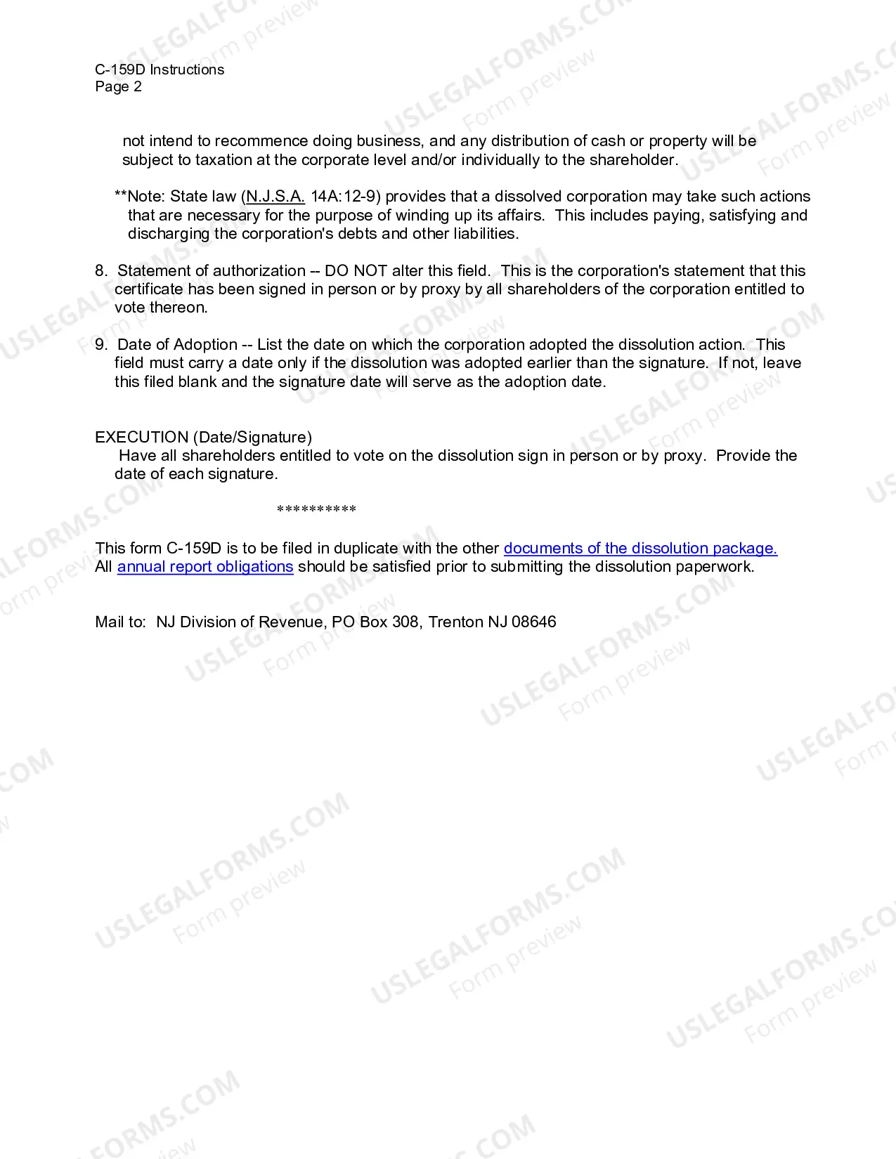 Preview Certificate of Dissolution Without A Meeting of Shareholders (For Use By Domestic Profit Corporations)