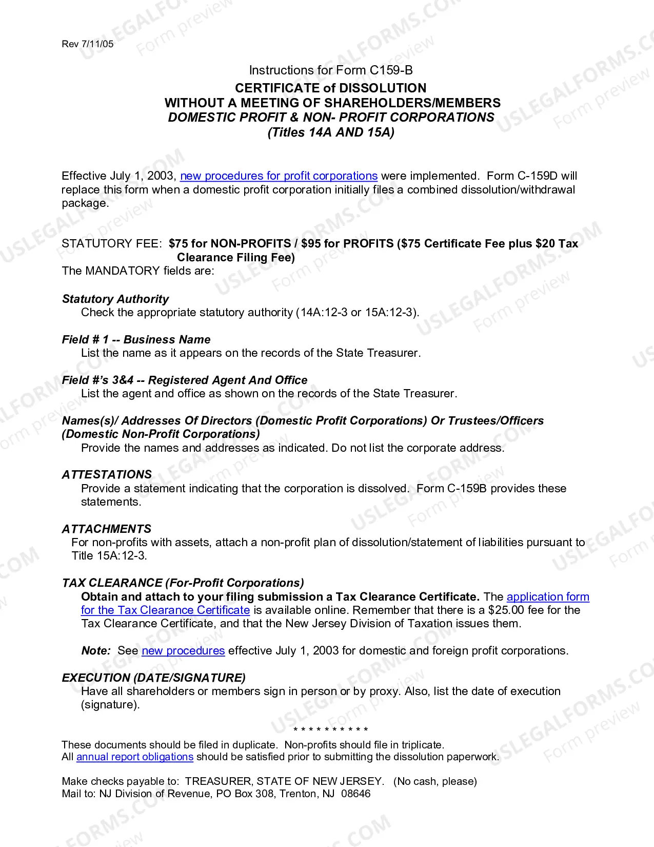 Preview Certificate of Dissolution Without A Meeting of Shareholders Domestic Profit and Nonprofit Corps