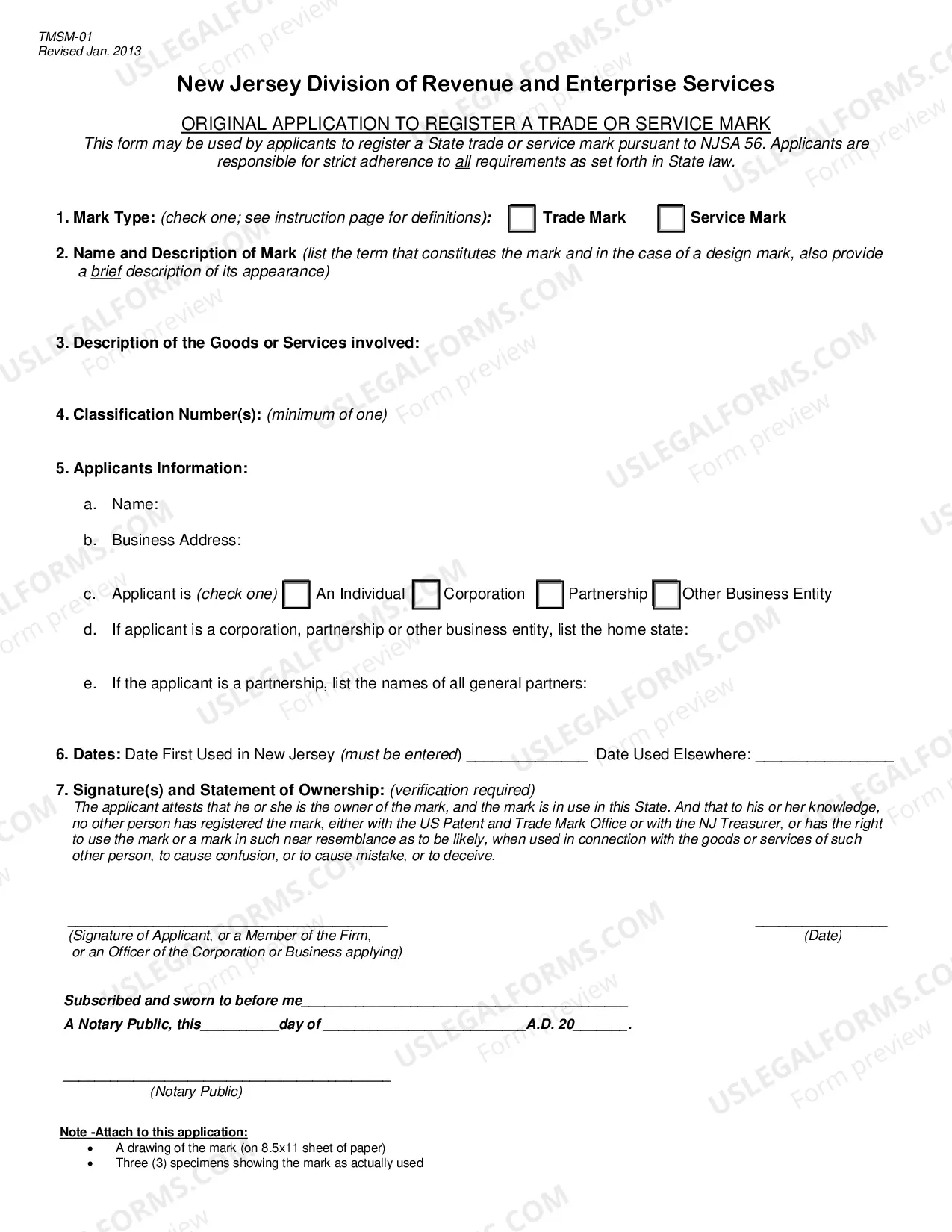 Preview Original Application to Register A Trade Or Service Mark