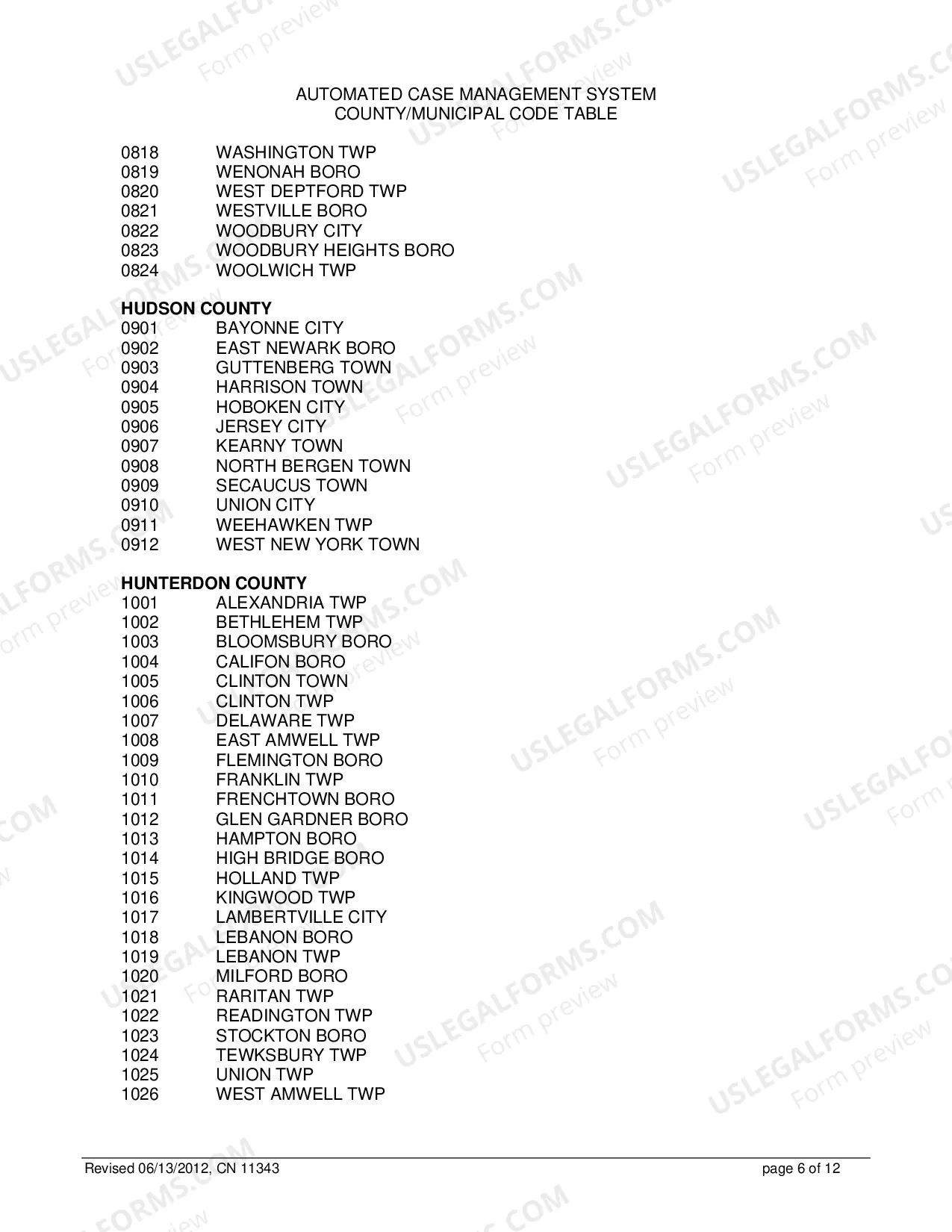 Preview 11343 - Automated Case Management System County/Municipal Code Table