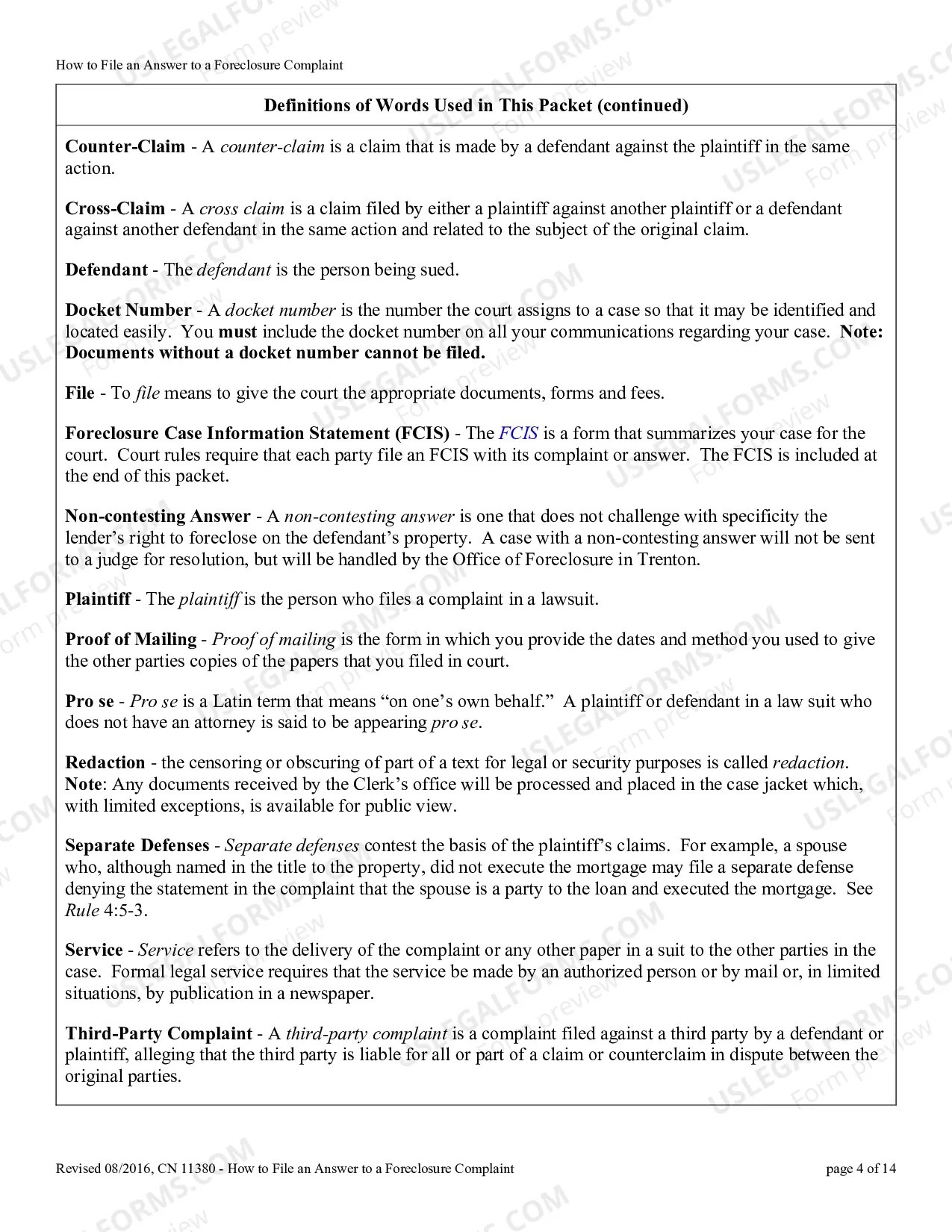 Preview 11380 - How to File an Answer to a Foreclosure Complaint