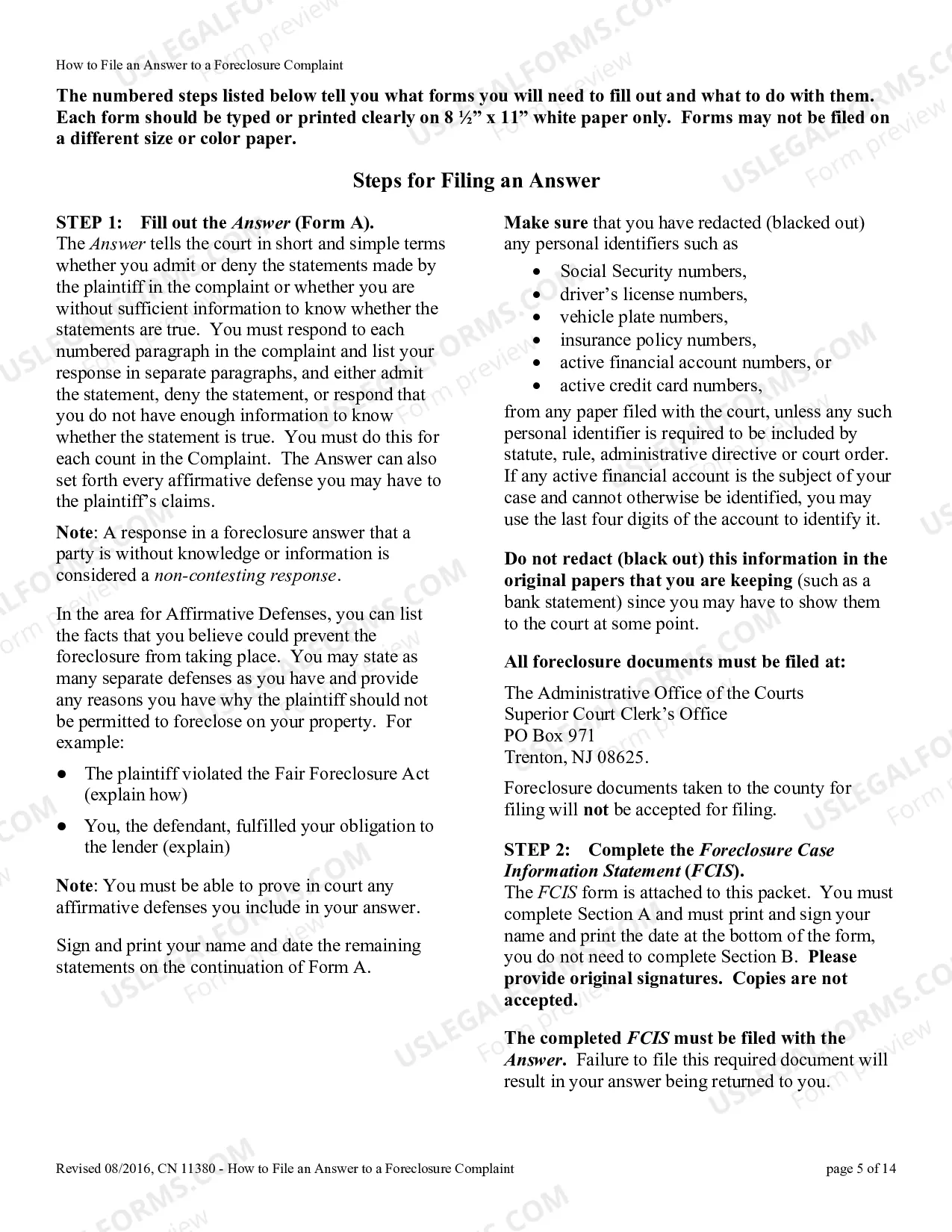 Preview 11380 - How to File an Answer to a Foreclosure Complaint