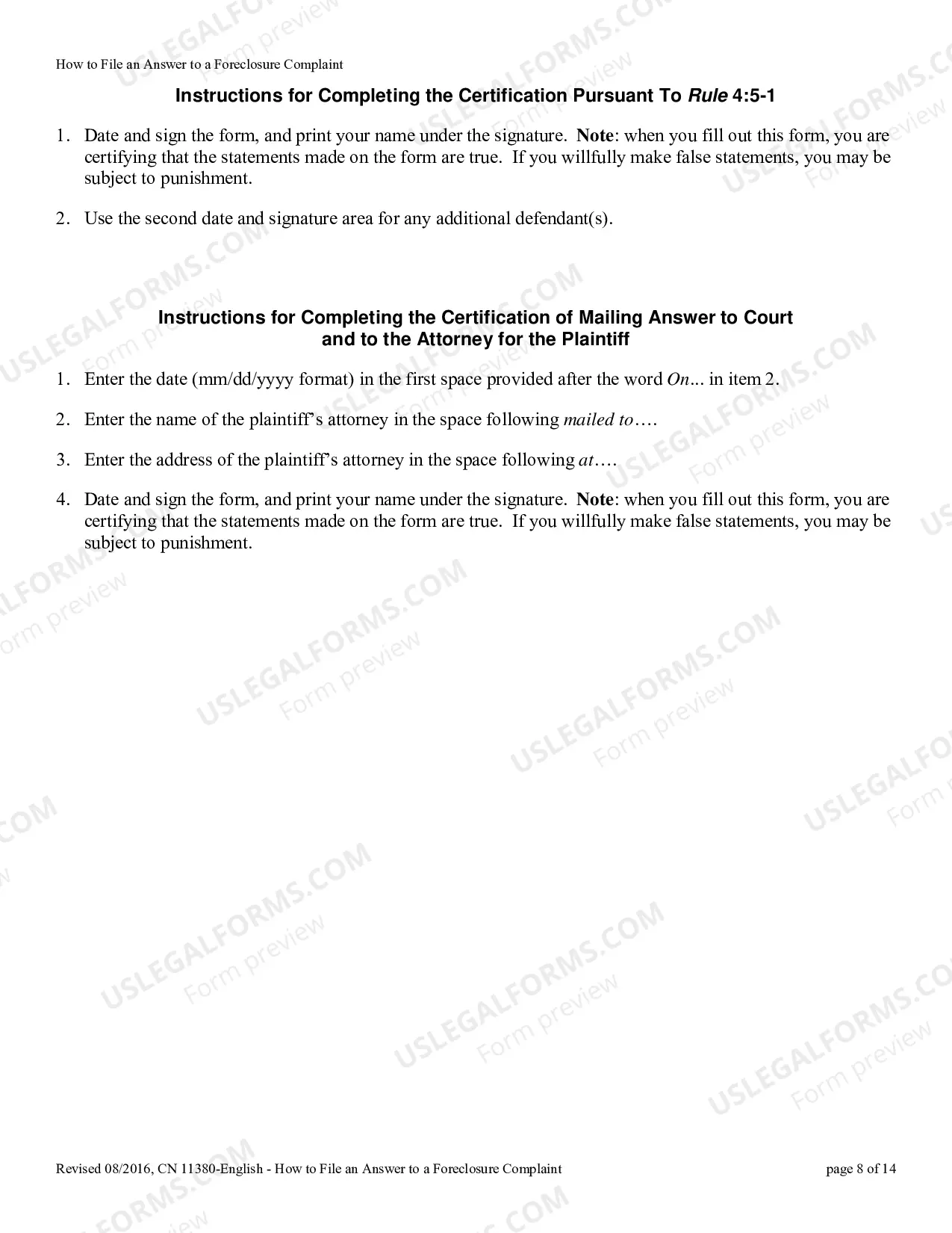 Preview 11380 - How to File an Answer to a Foreclosure Complaint