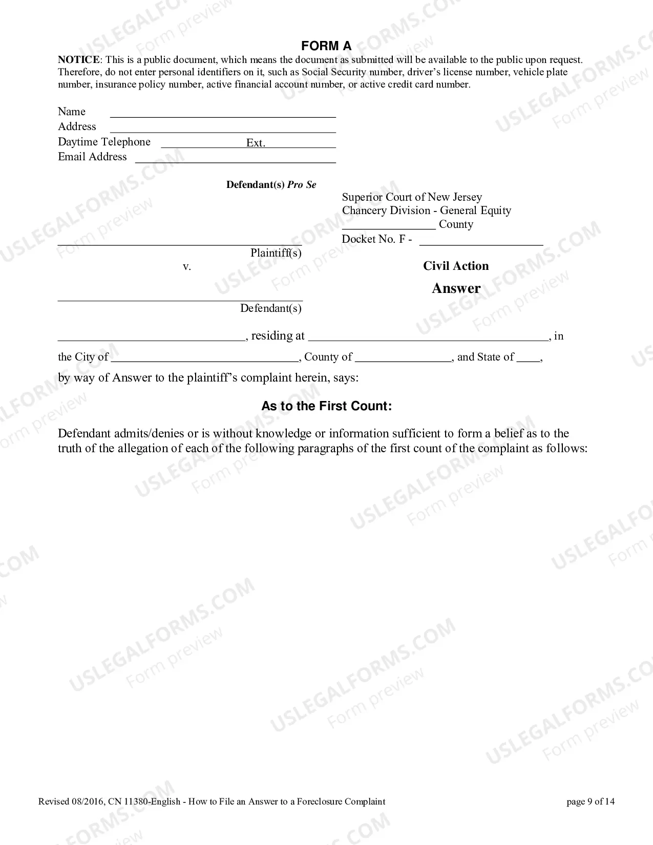 Preview 11380 - How to File an Answer to a Foreclosure Complaint