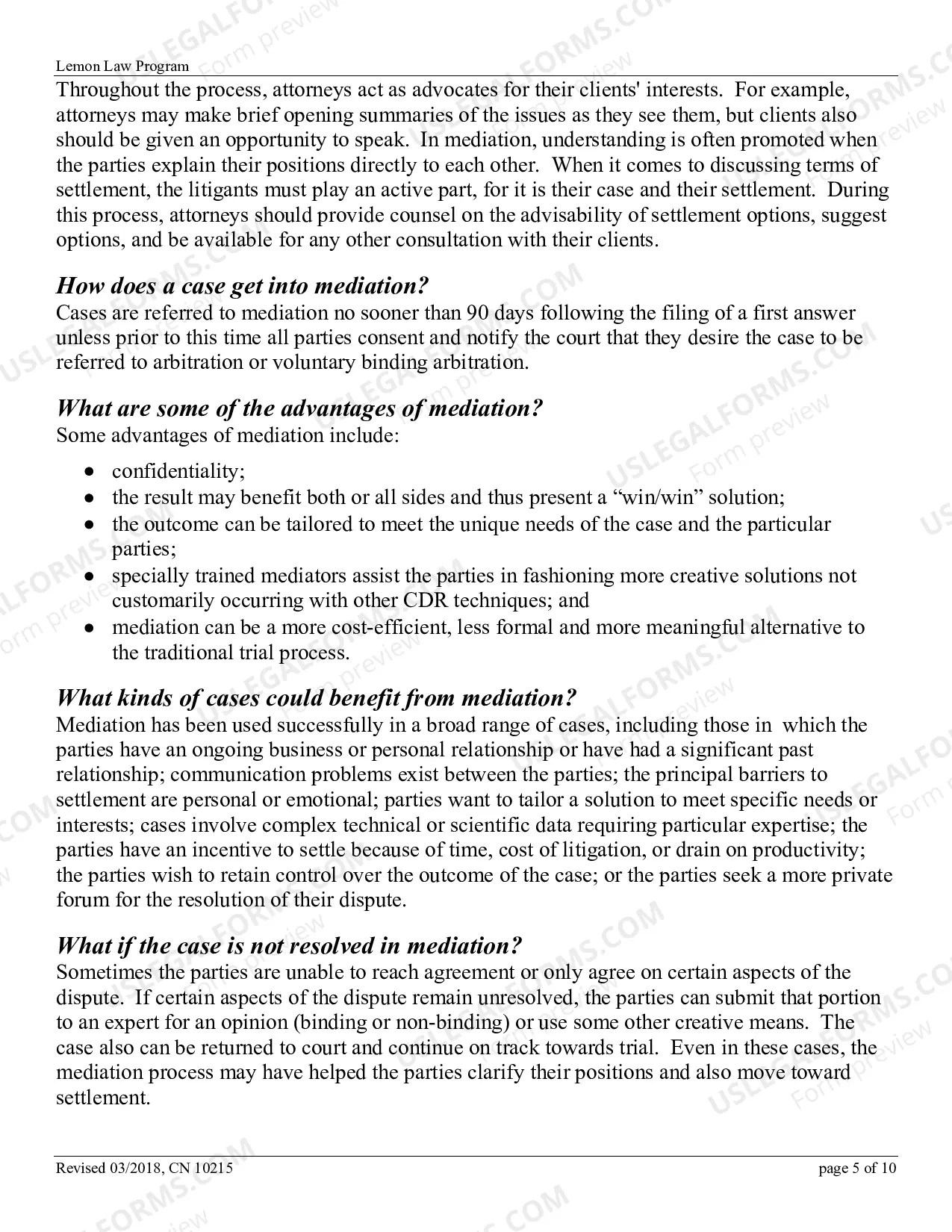 Preview Lemon Law Program Brochure