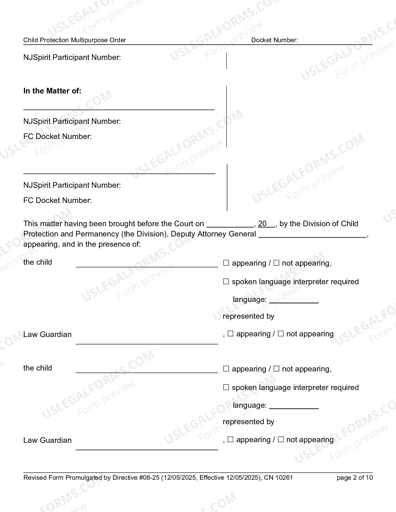 Preview 10261 - FN Multipurpose Order (Word form)