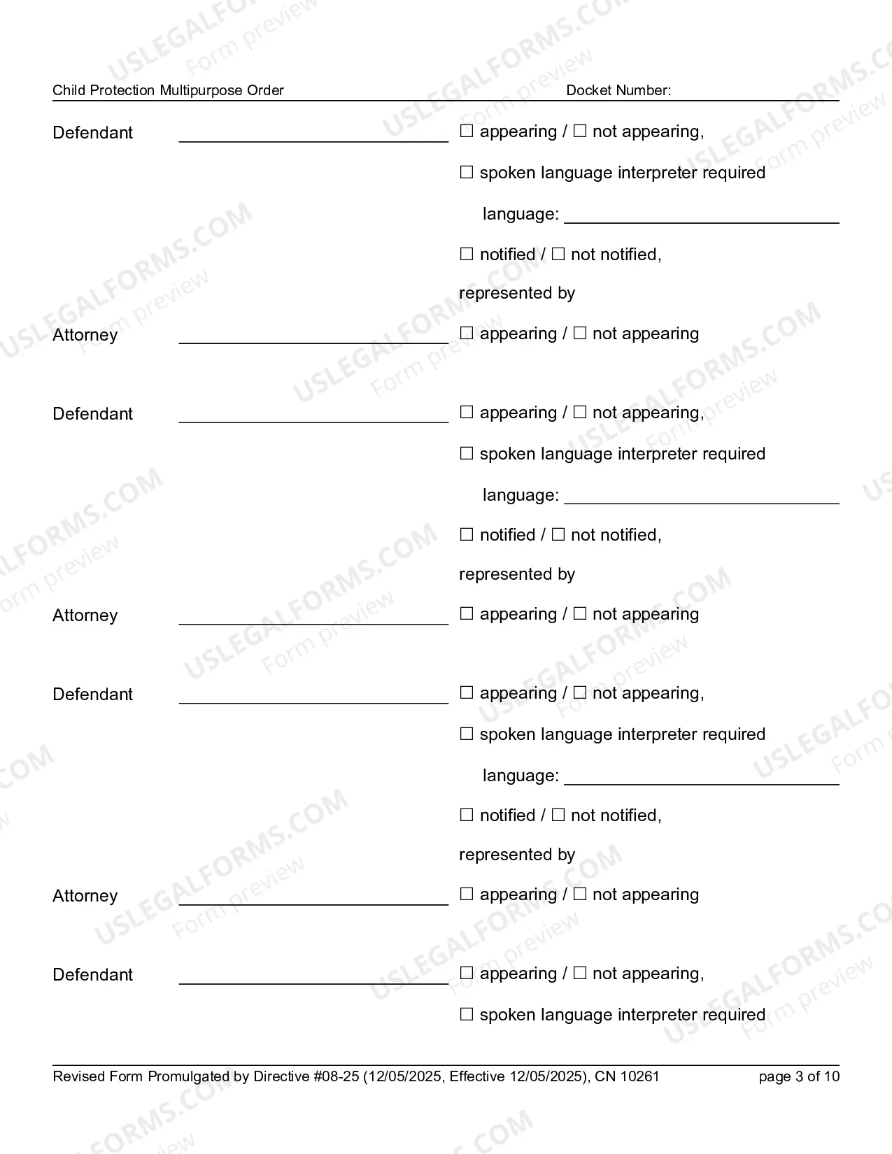 Preview 10261 - FN Multipurpose Order (Word form)