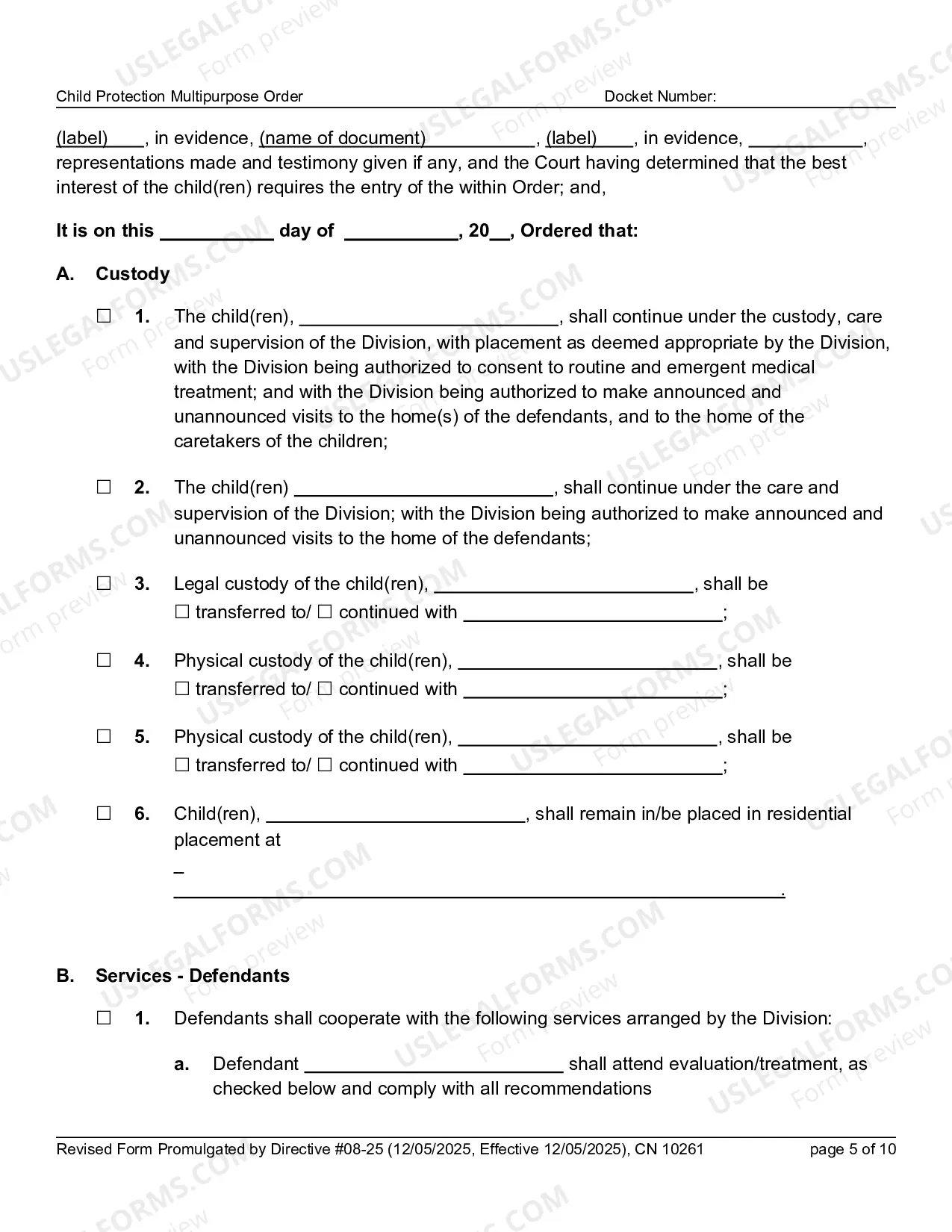 Preview 10261 - FN Multipurpose Order (Word form)