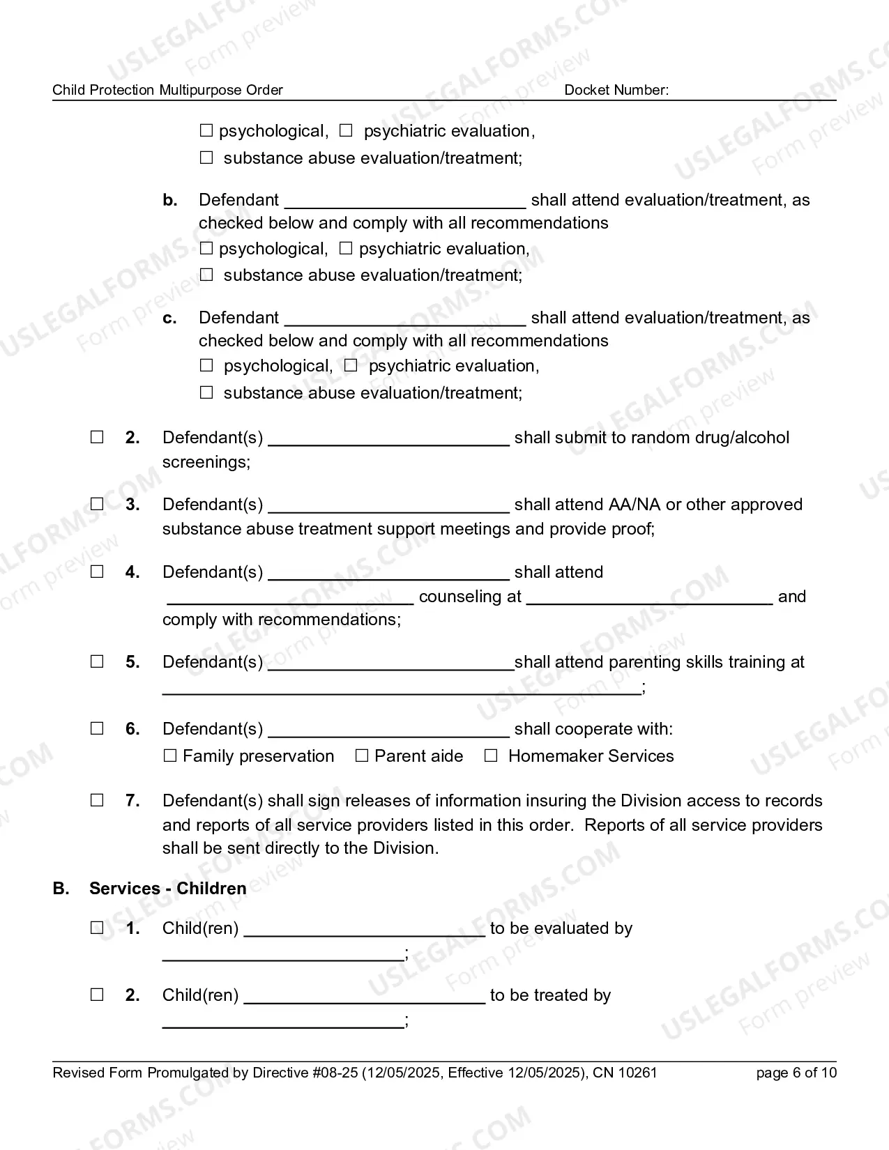 Preview 10261 - FN Multipurpose Order (Word form)
