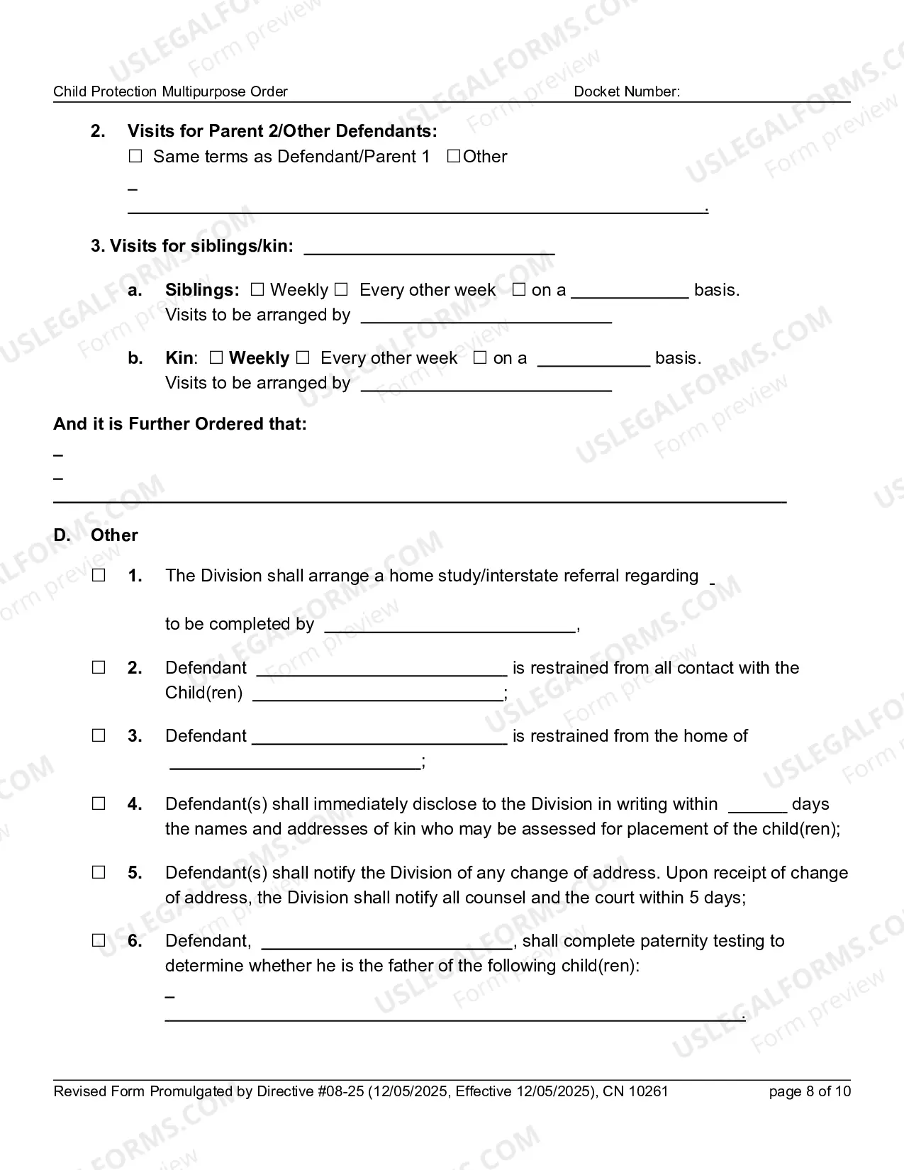 Preview 10261 - FN Multipurpose Order (Word form)