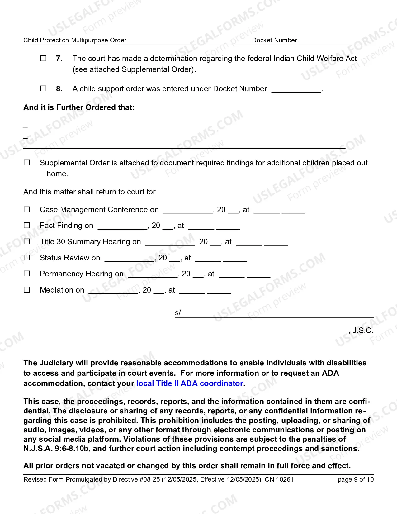 Preview 10261 - FN Multipurpose Order (Word form)