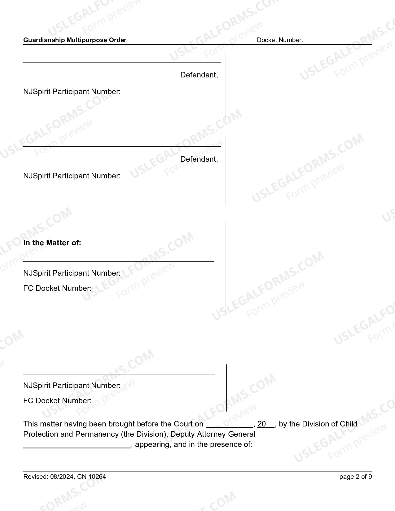 Preview 10264 - FG Guardianship Multipurpose Order (Word form)