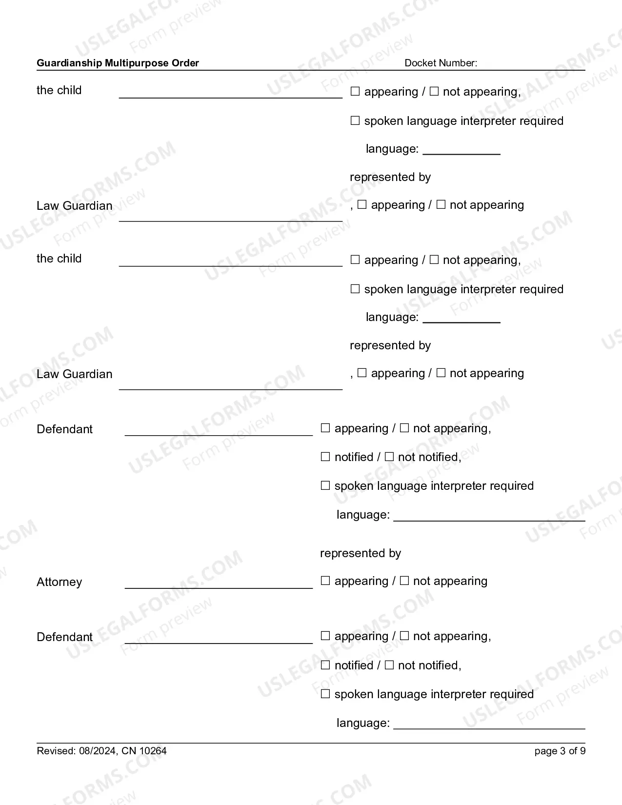 Preview 10264 - FG Guardianship Multipurpose Order (Word form)