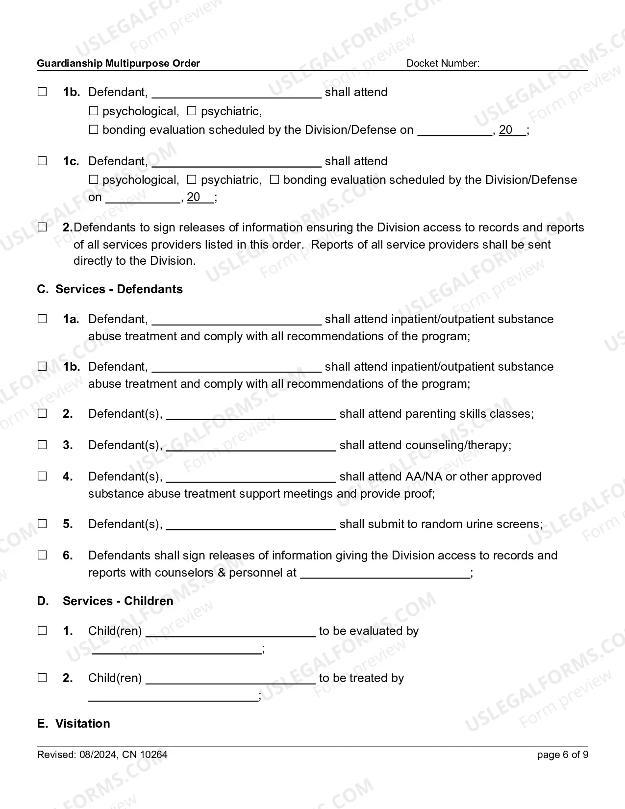 Preview 10264 - FG Guardianship Multipurpose Order (Word form)