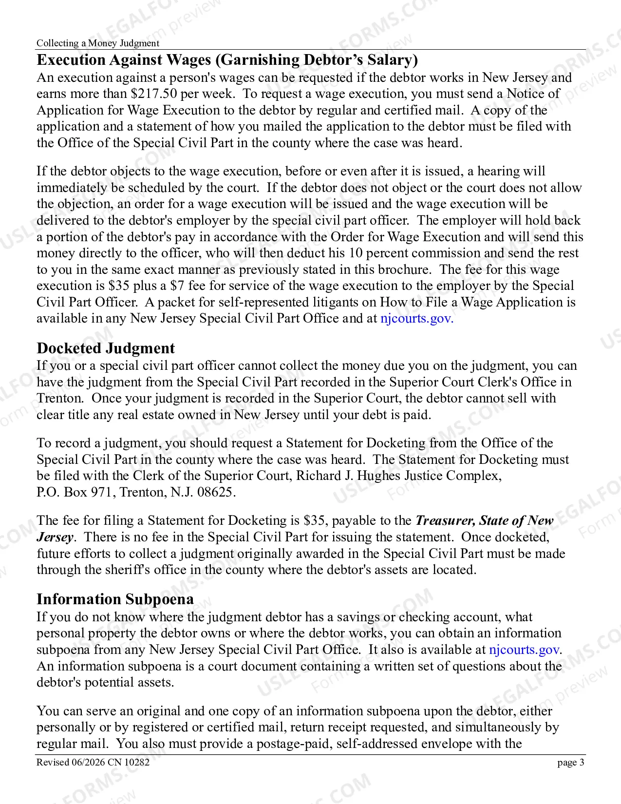 Preview Collecting a Money Judgment - brochure