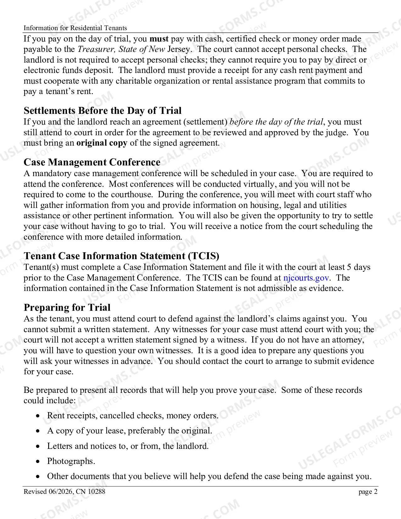 Preview Information for Residential Tenants - brochure