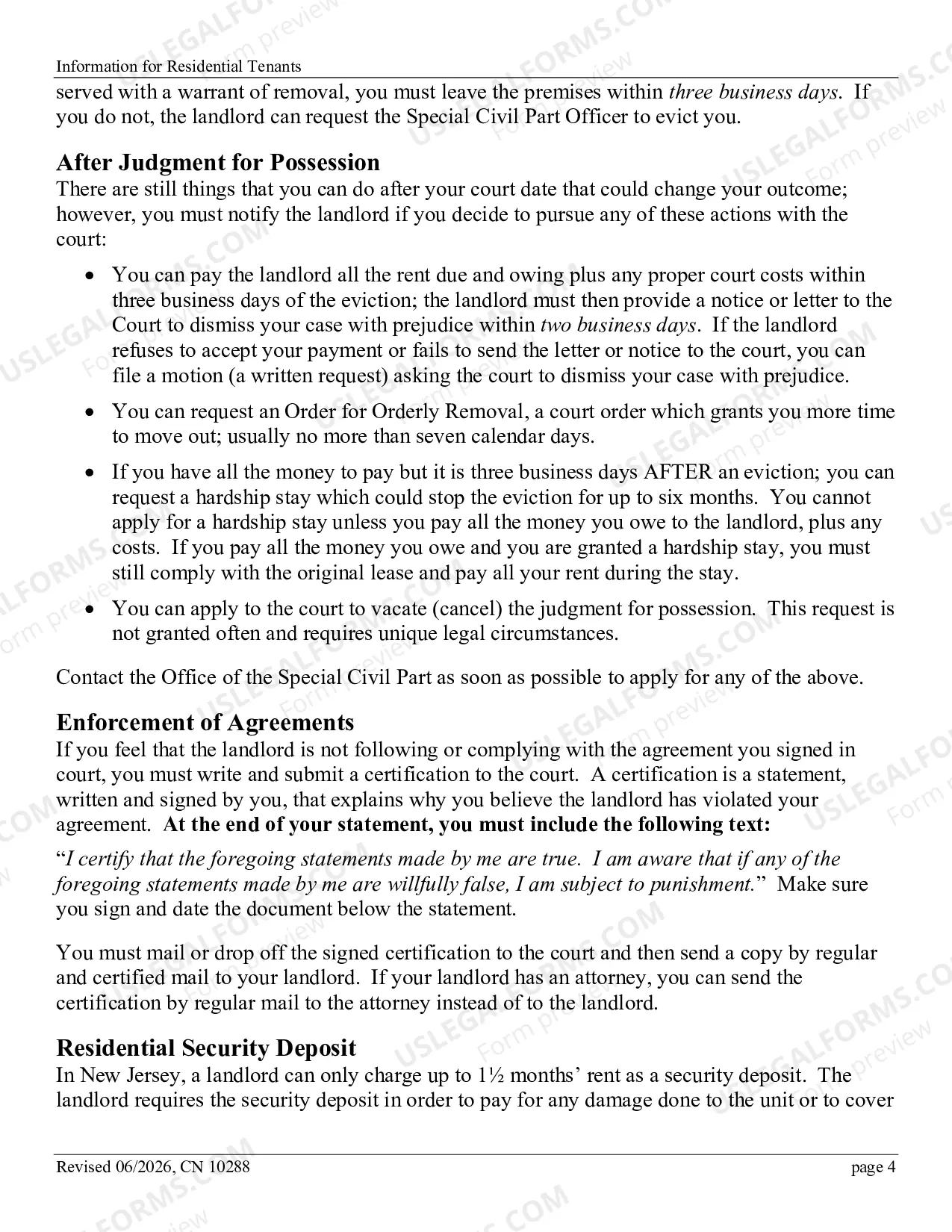 Preview Information for Residential Tenants - brochure