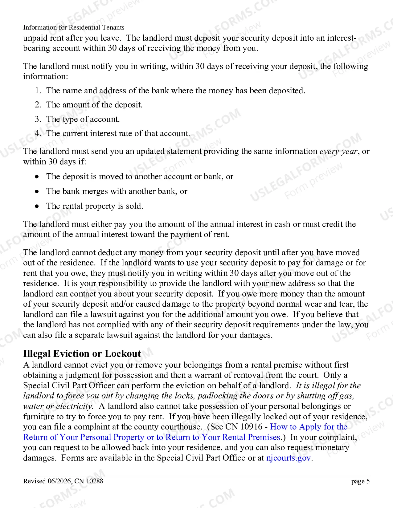Preview Information for Residential Tenants - brochure