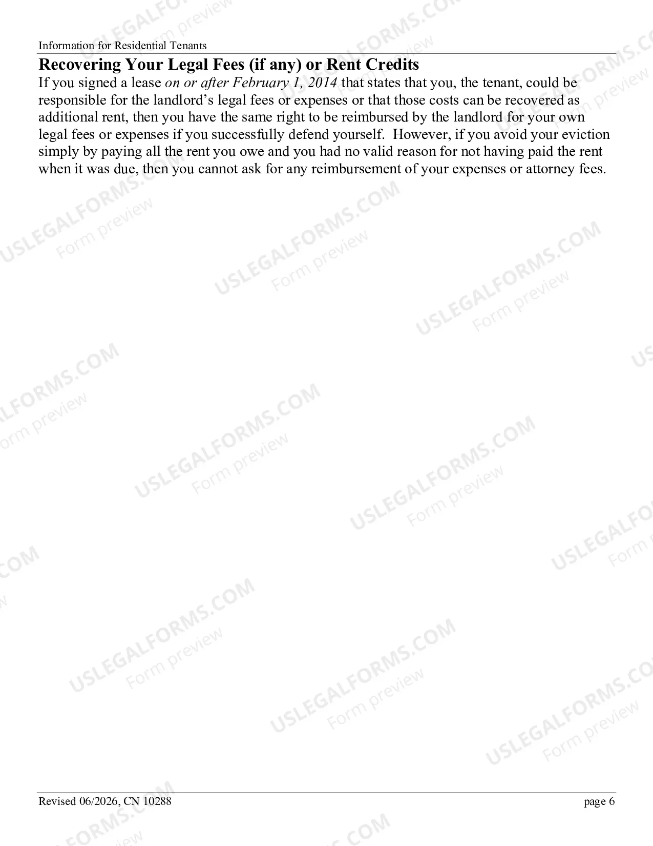 Preview Information for Residential Tenants - brochure