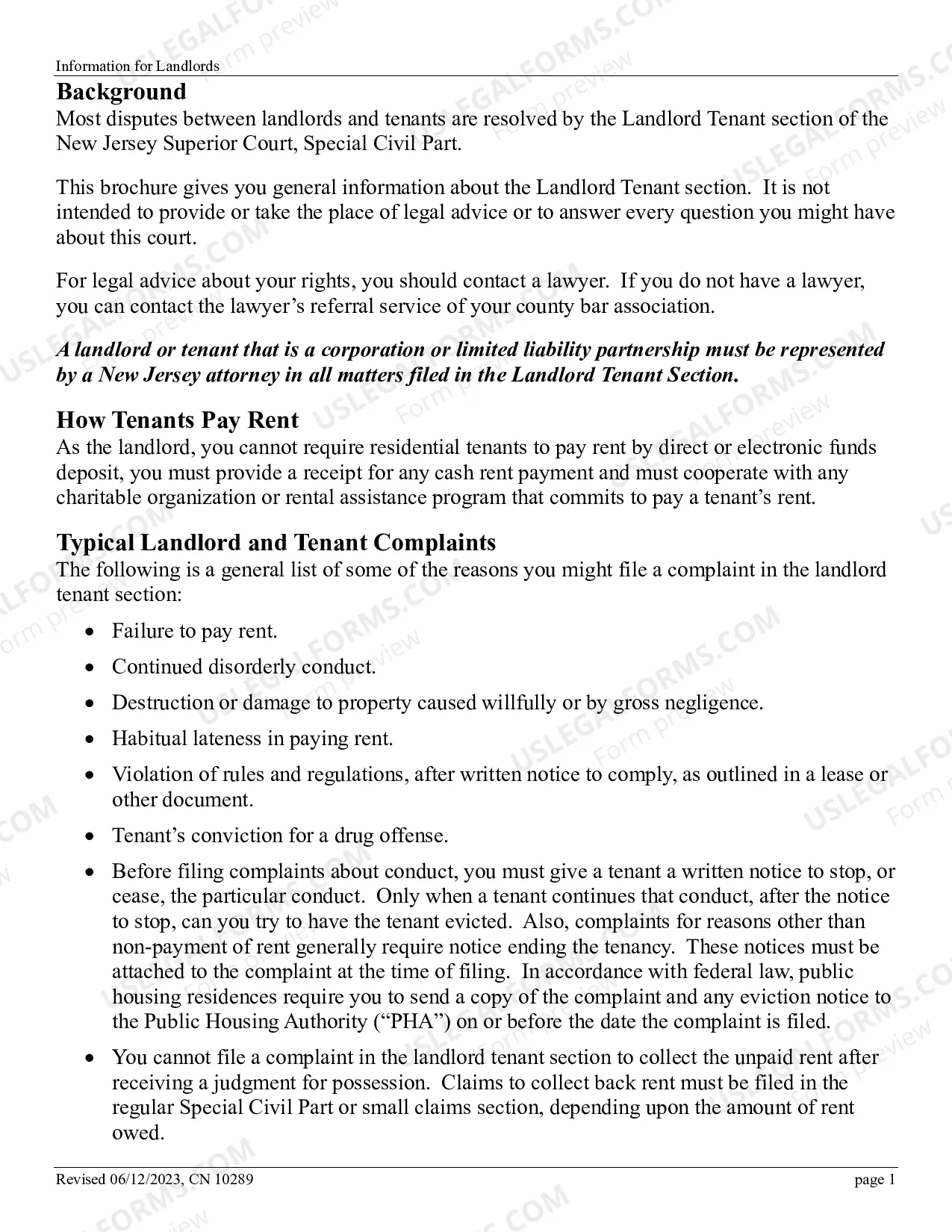 Preview Information for Landlords - brochure