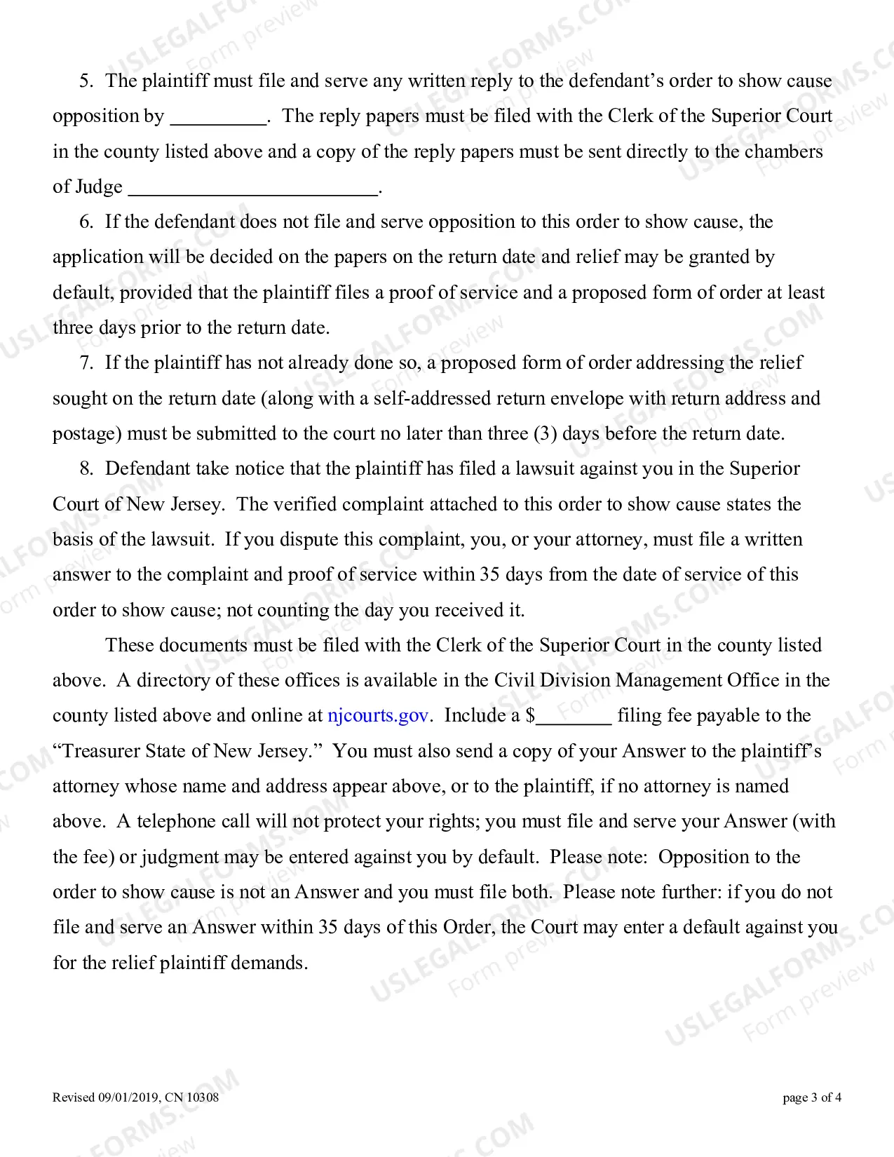 Preview Order to Show Cause with Temporary Restraints Pursuant to Rule 4:52 - Appendix XII-H