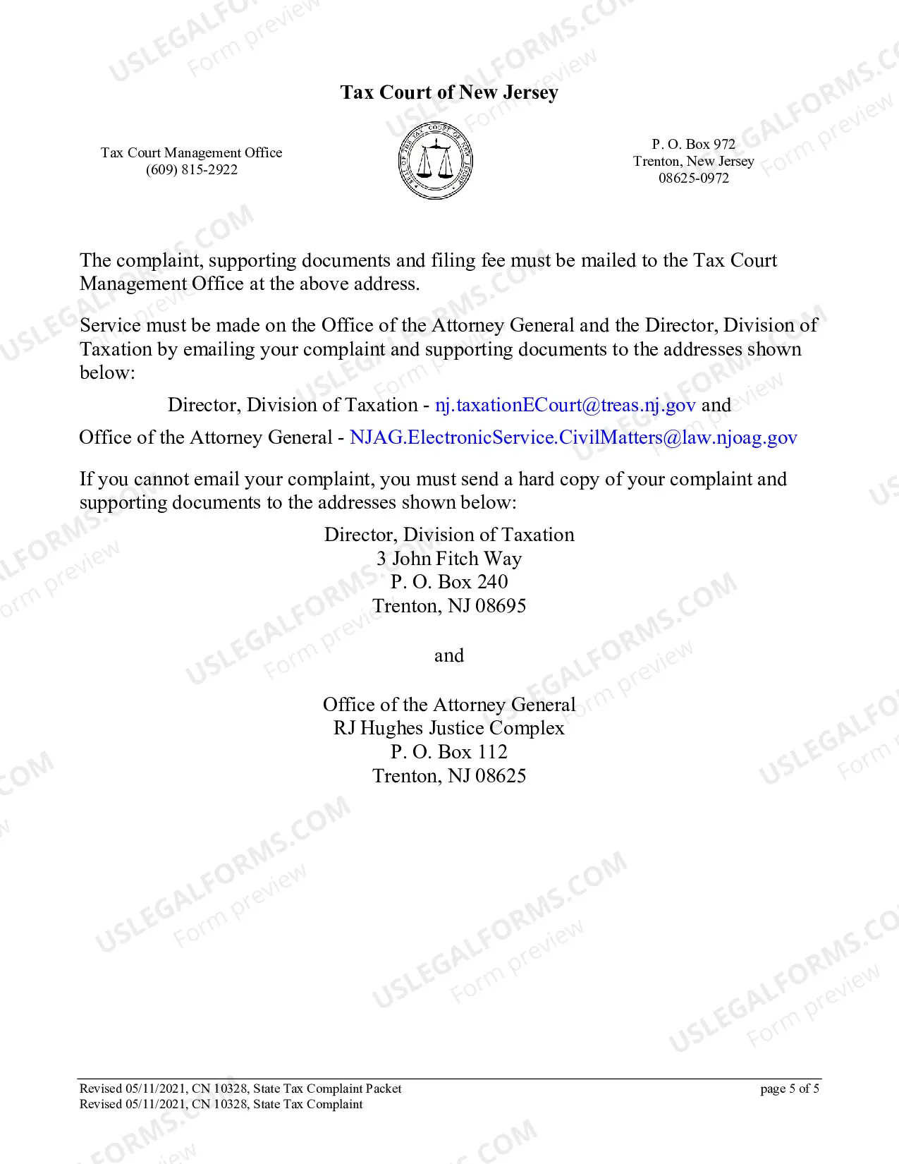 Preview State Tax Complaint Packet (Complete Packet)
