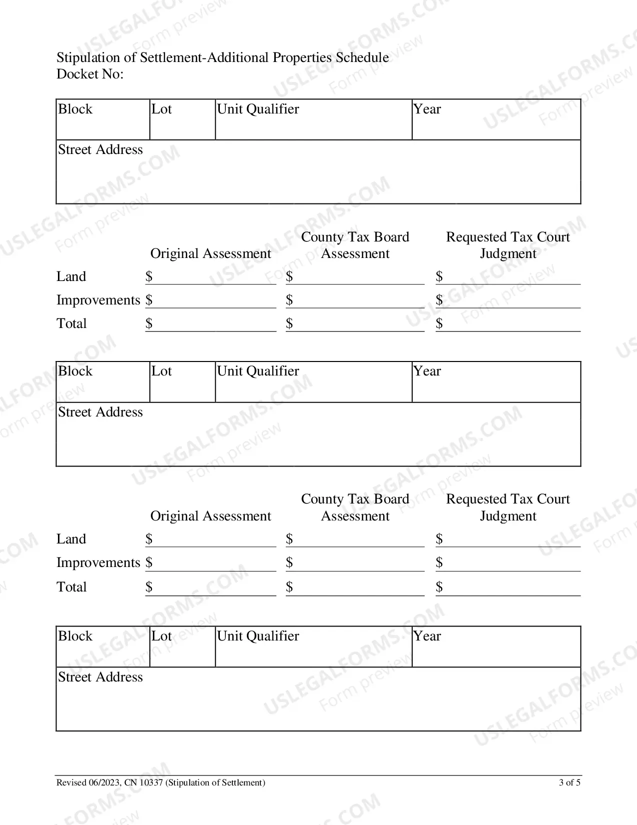 Preview Stipulation of Settlement Form