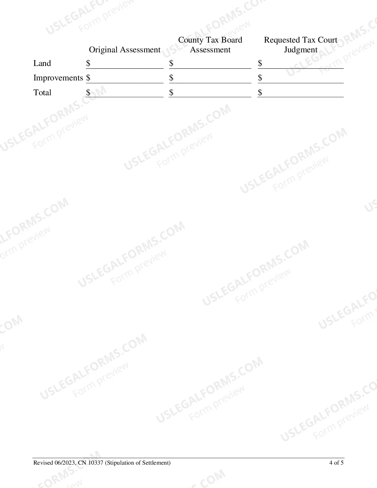Preview Stipulation of Settlement Form