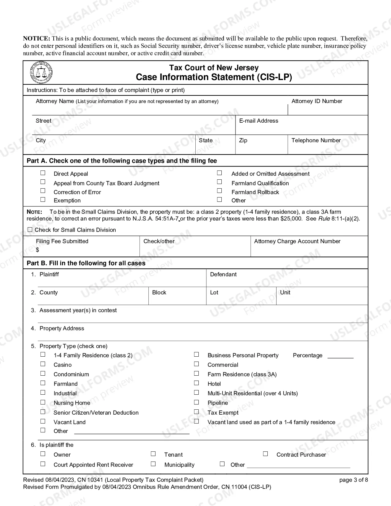 Preview Local Property Tax Complaint Packet