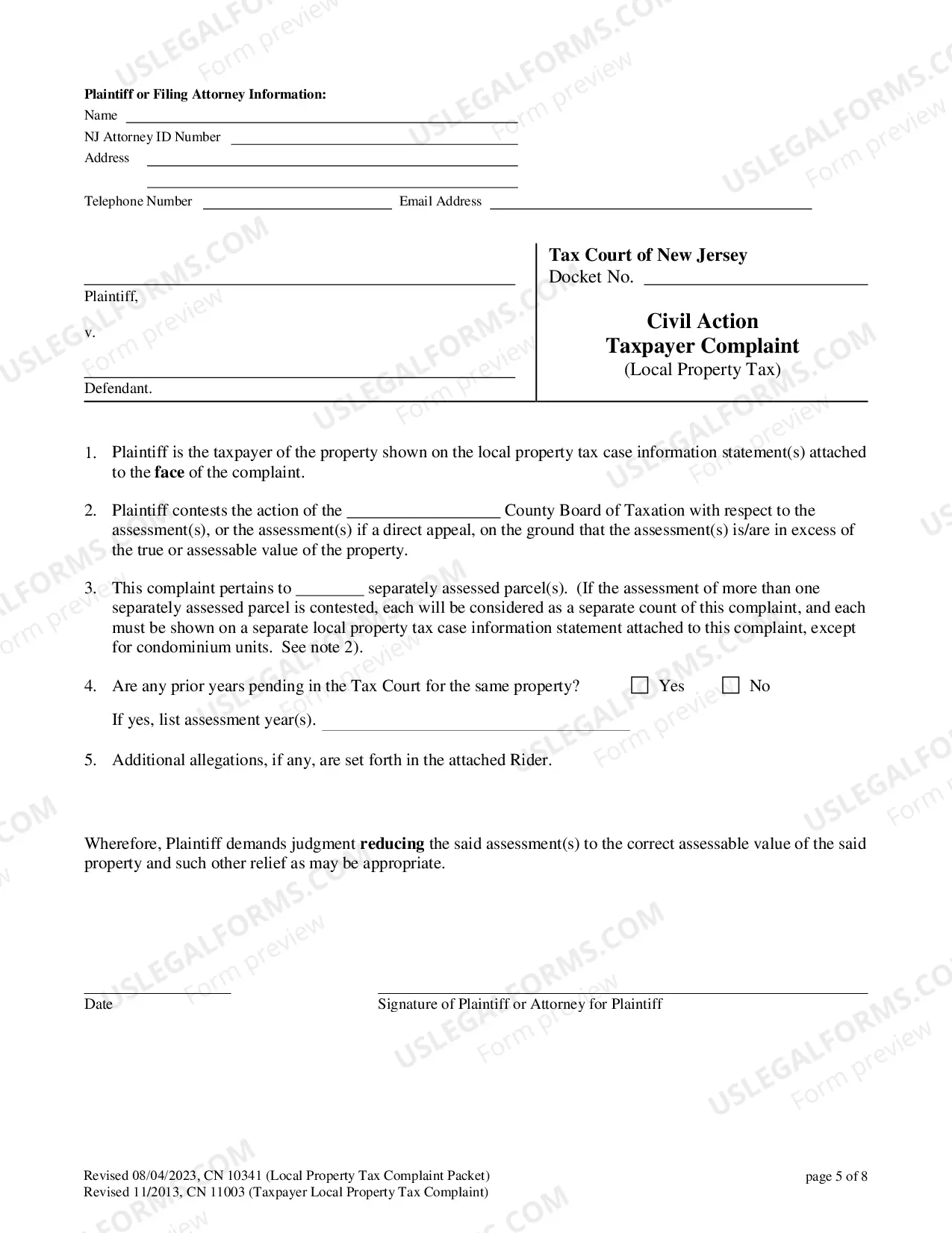 Preview Local Property Tax Complaint Packet