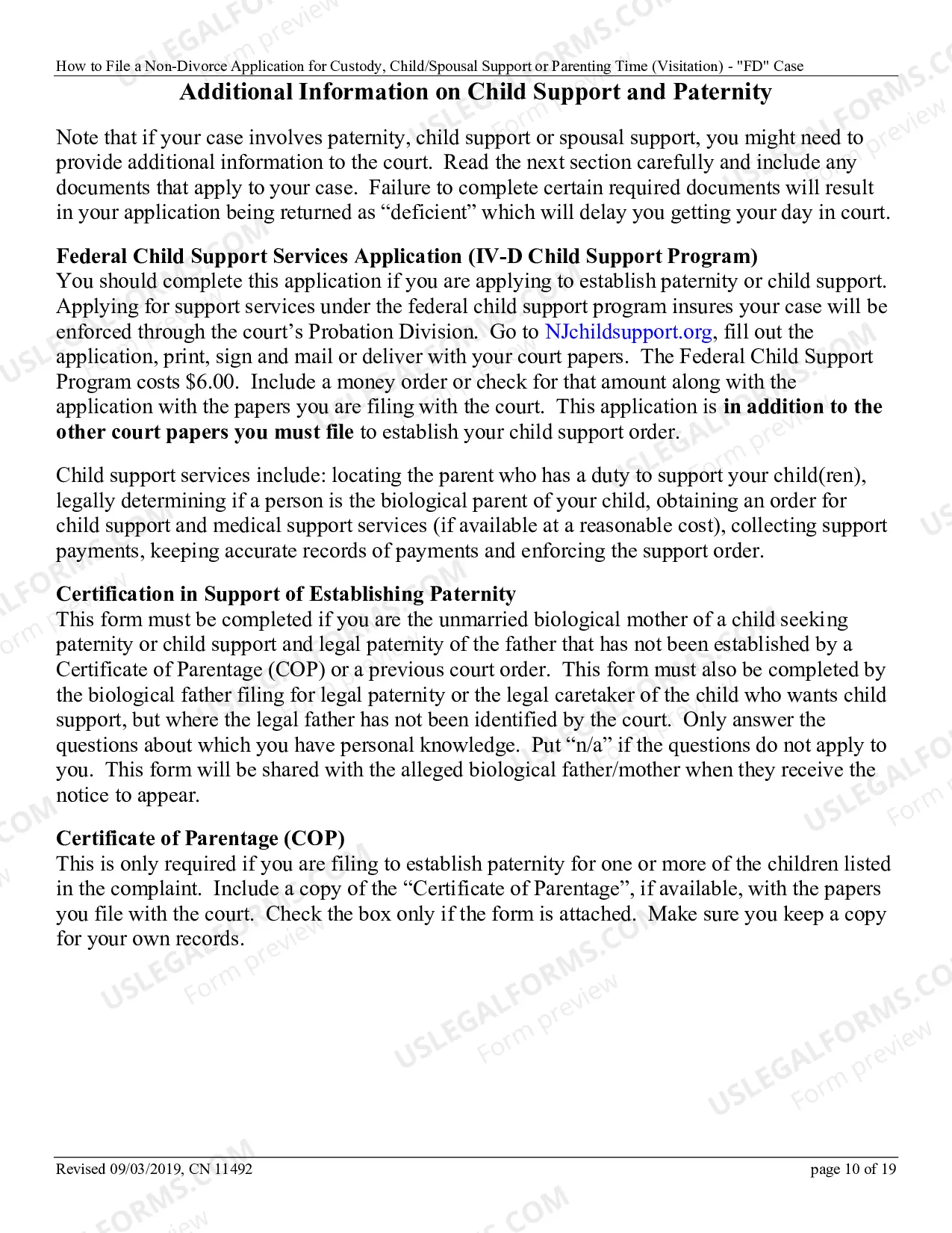 Preview 11492 - Non-dissolution "FD" Case - How to file a non-divorce application for custody,child/spousal support or parenting time (visitation)
