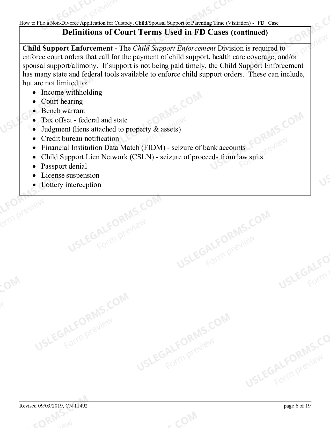 Preview 11492 - Non-dissolution "FD" Case - How to file a non-divorce application for custody,child/spousal support or parenting time (visitation)