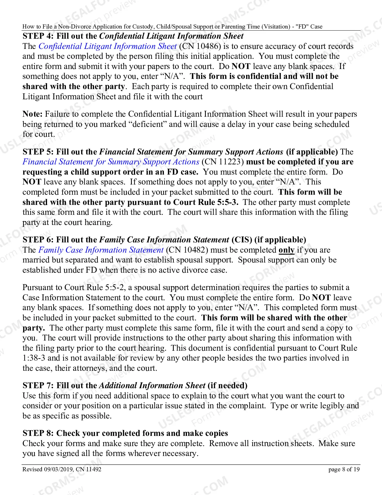 Preview 11492 - Non-dissolution "FD" Case - How to file a non-divorce application for custody,child/spousal support or parenting time (visitation)