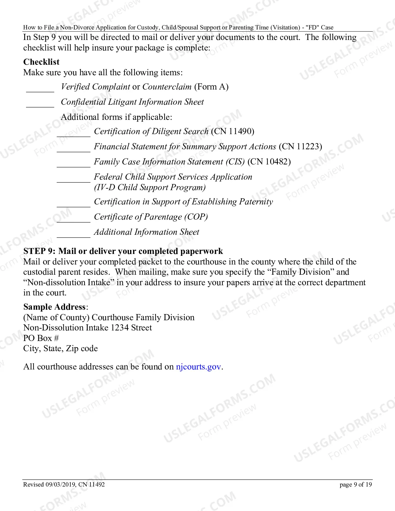 Preview 11492 - Non-dissolution "FD" Case - How to file a non-divorce application for custody,child/spousal support or parenting time (visitation)