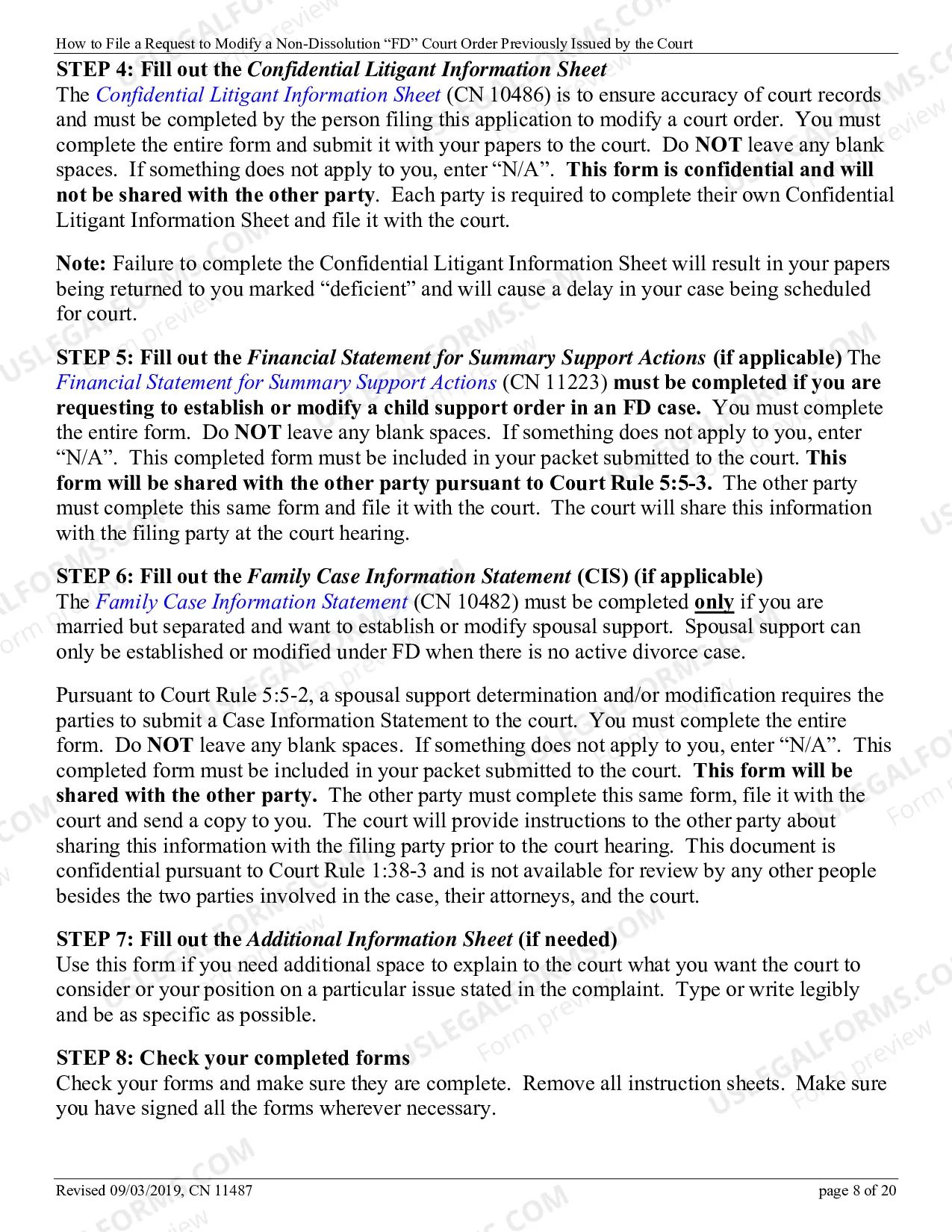 Preview 11487 - How to file a request to modify a Non-Dissolution "FD" Court Order previously issued by the court