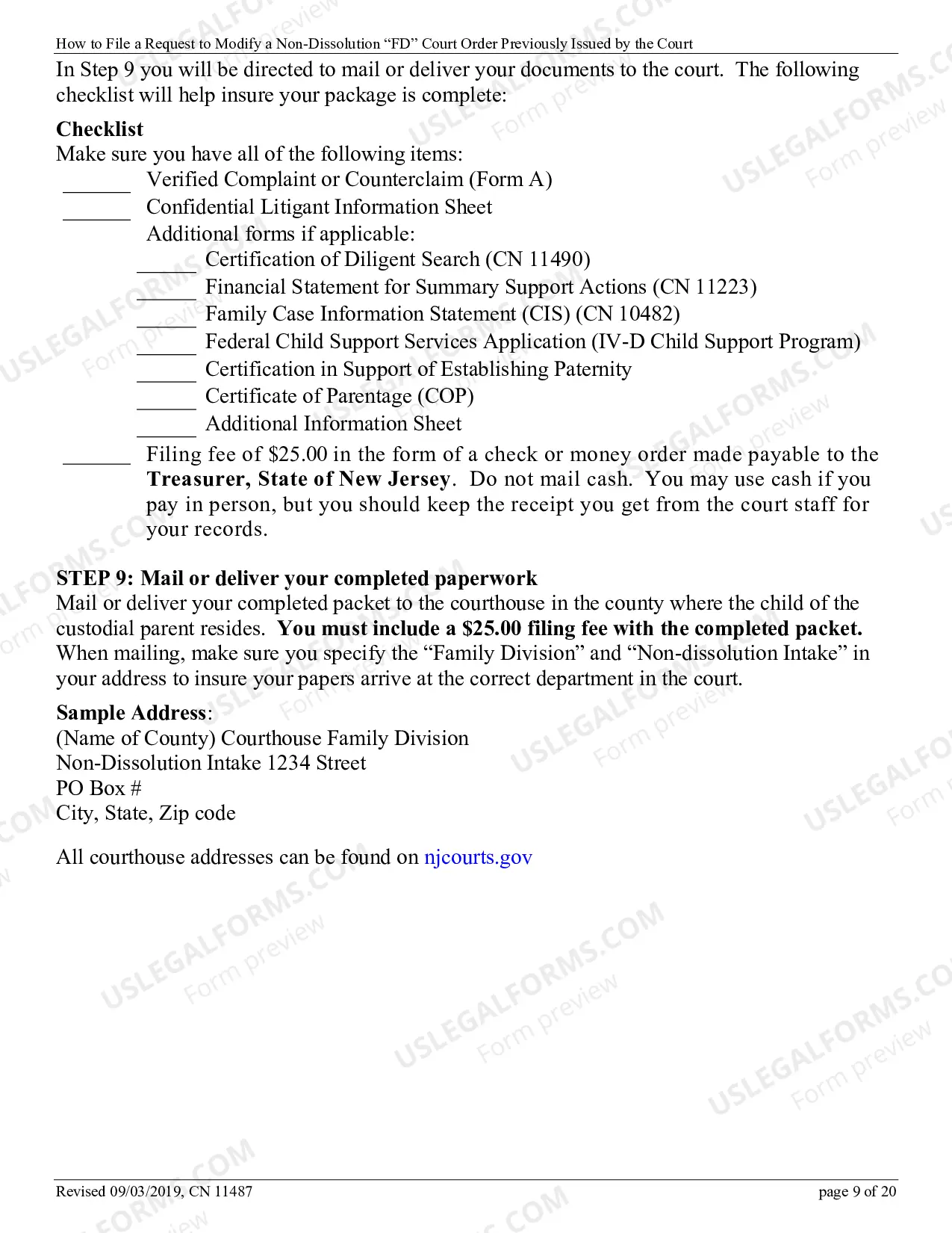 Preview 11487 - How to file a request to modify a Non-Dissolution "FD" Court Order previously issued by the court