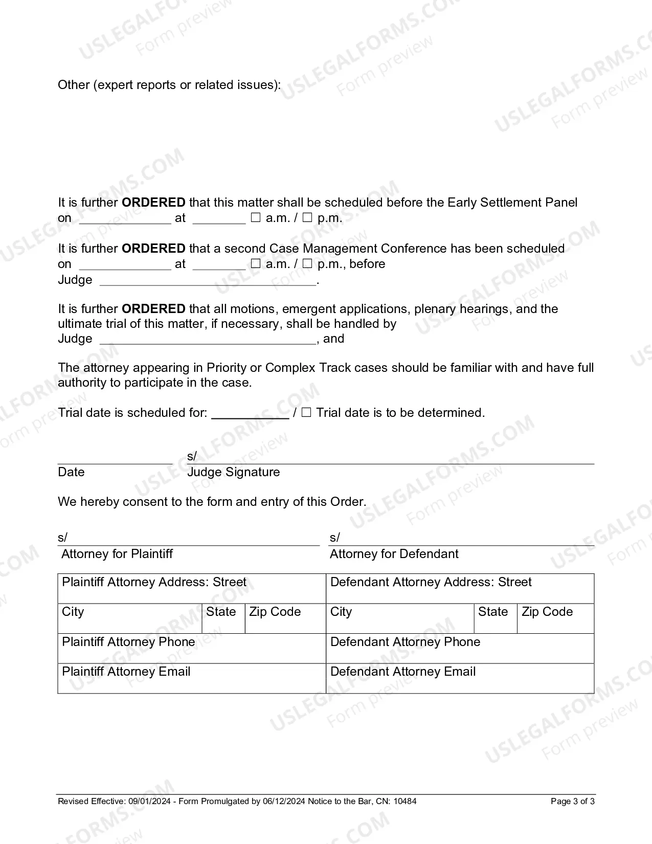 Preview Family Case Management Order (Appendix X)