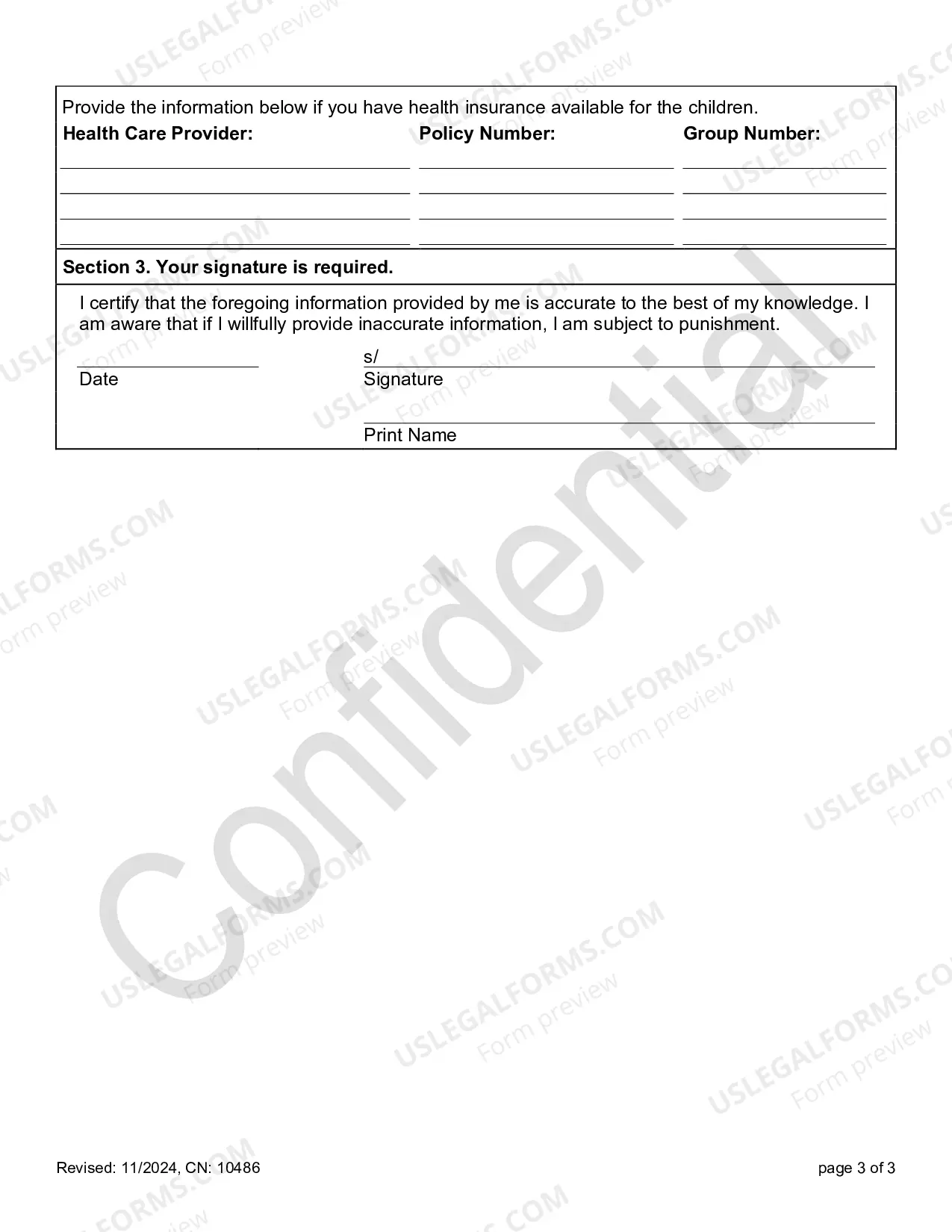 Preview Confidential Litigant Information Sheet