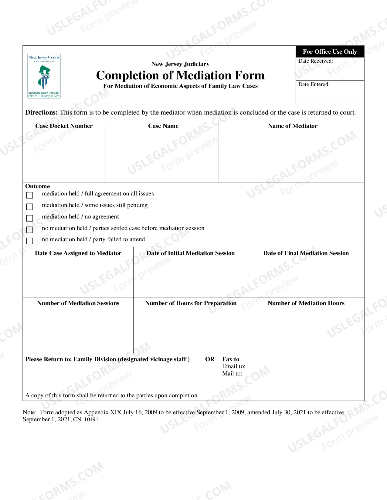 Preview Mediation Case Information Form